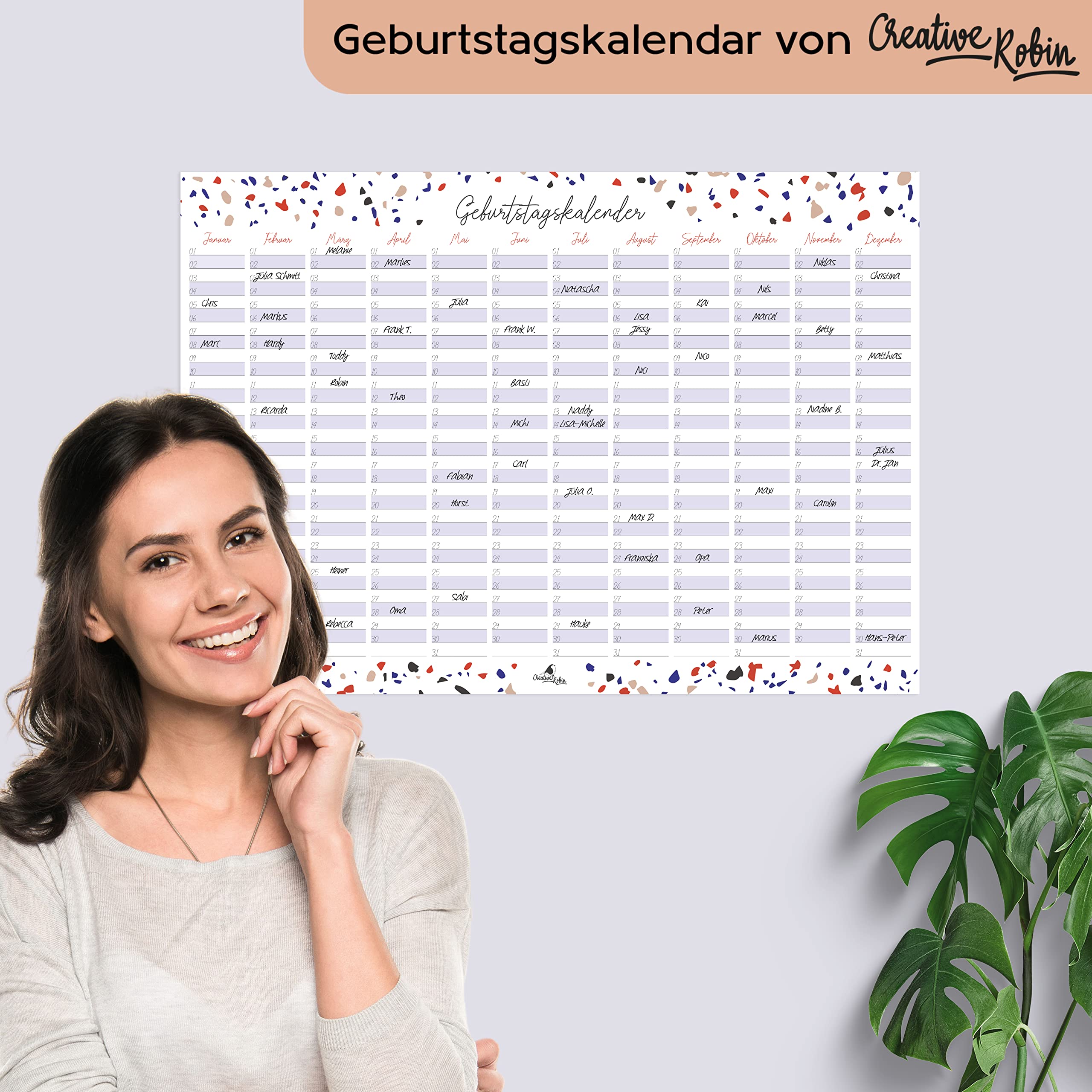 Calendario Mensual Perpetuo De Pared Para Cumpleaños, Aniversarios