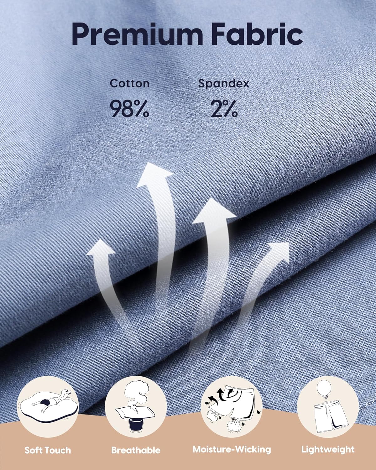 maamgic Men's Classic-fit 7" Cotton Casual Shorts Elastic Waistband with Multi-Pocket Daily Wear Walking Summer Outfit - Image 3