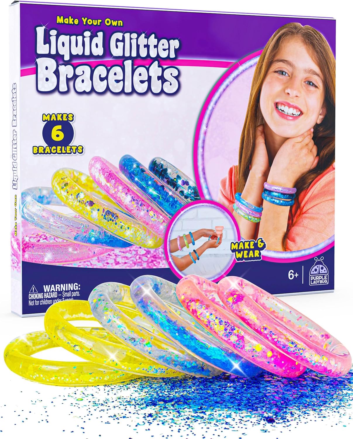 PURPLE LADYBUG Make Your Own Kids Bracelet for Girls 6+ Years Old - Fun Crafts for Girls Ages 8-12, Girls Crafts Ages 7-10, Summer Crafts for Kids - Cool Friendship Bracelet Kit, Summer Gifts for Kids