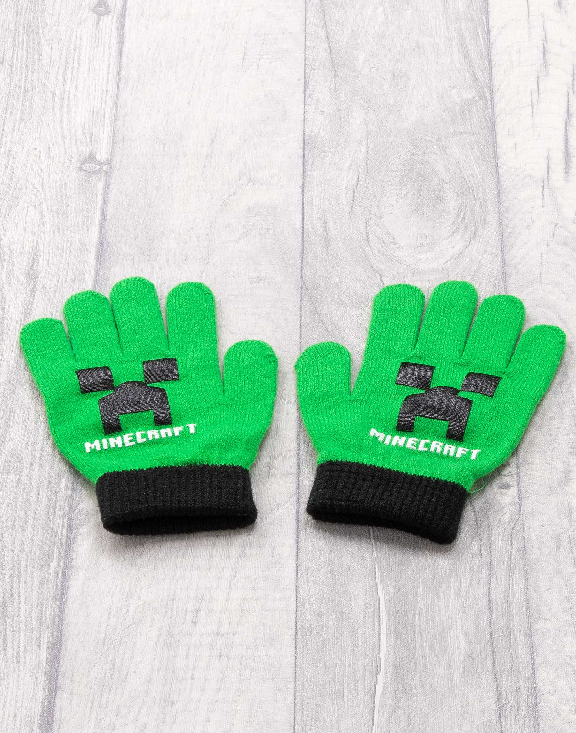 Minecraft Kids Bobble Hat Gloves Set Creeper - Gorro de punto para gamer, talla única, Negro, talla única
