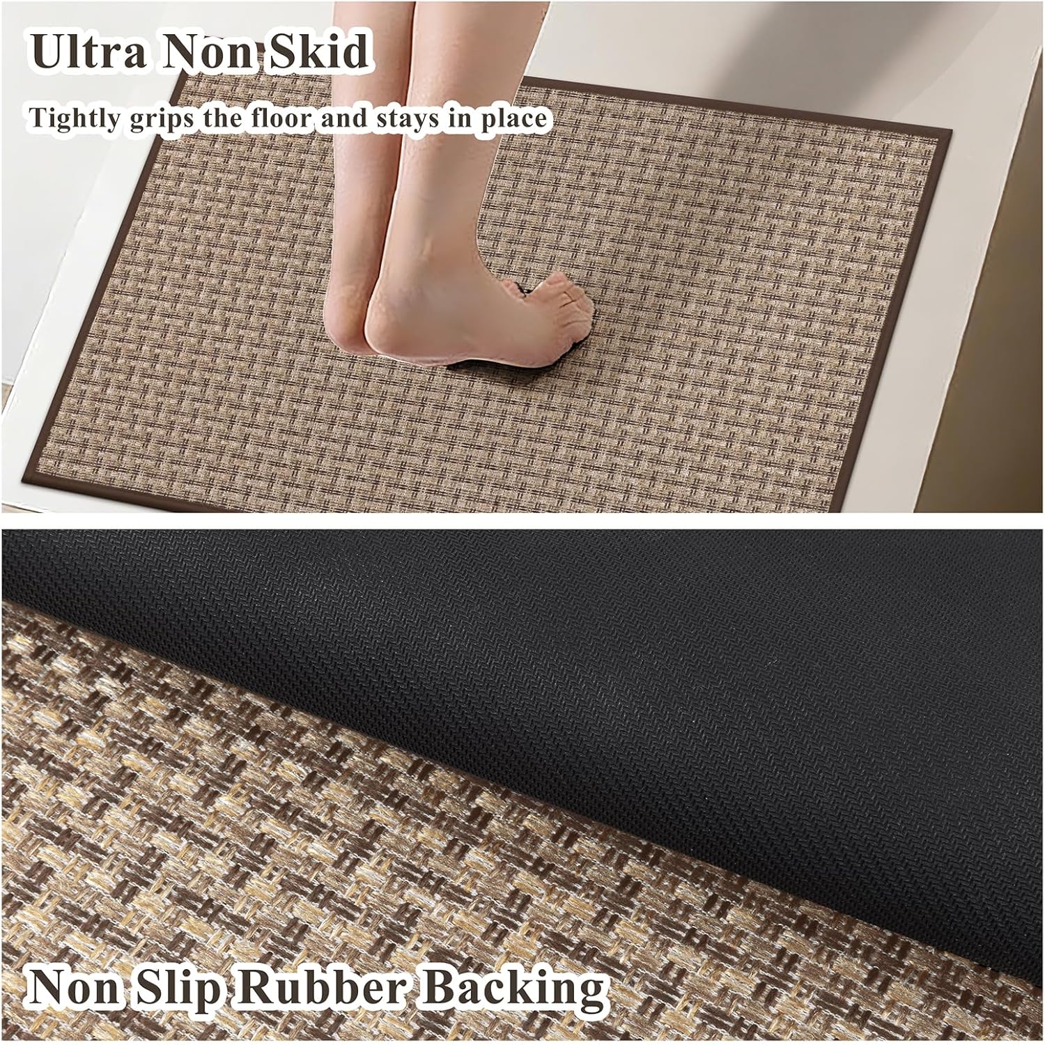 Ileading Non Slip Kitchen Rug, Waterproof Anti Fatigue Cushioned Floor Mat for Kitchen, Durable Entryway Doormat, Dirt Resistant Small Runner Rug with Rubber Backing 23"x35.5"