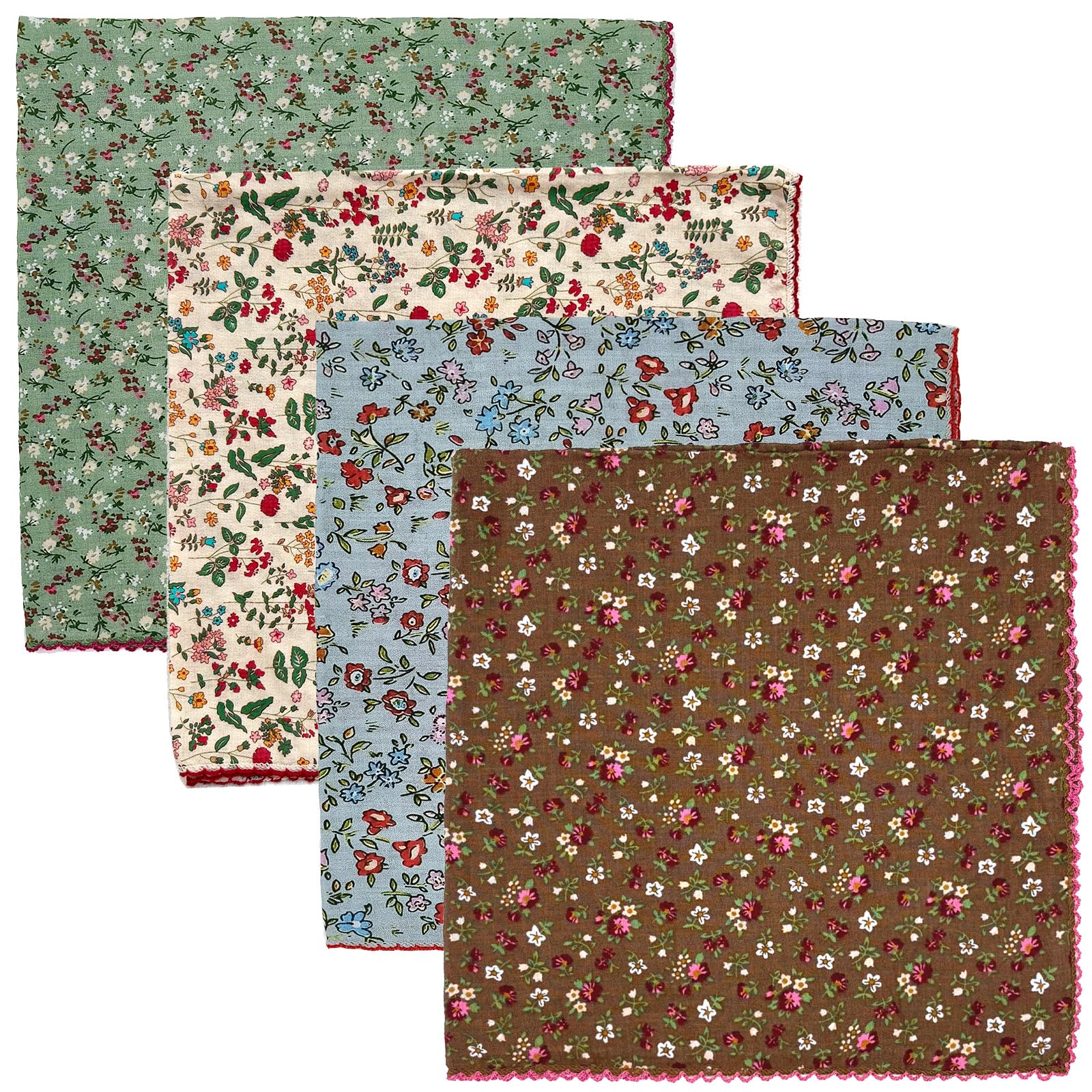 4 Pack 100% Cotton Bandanas Floral