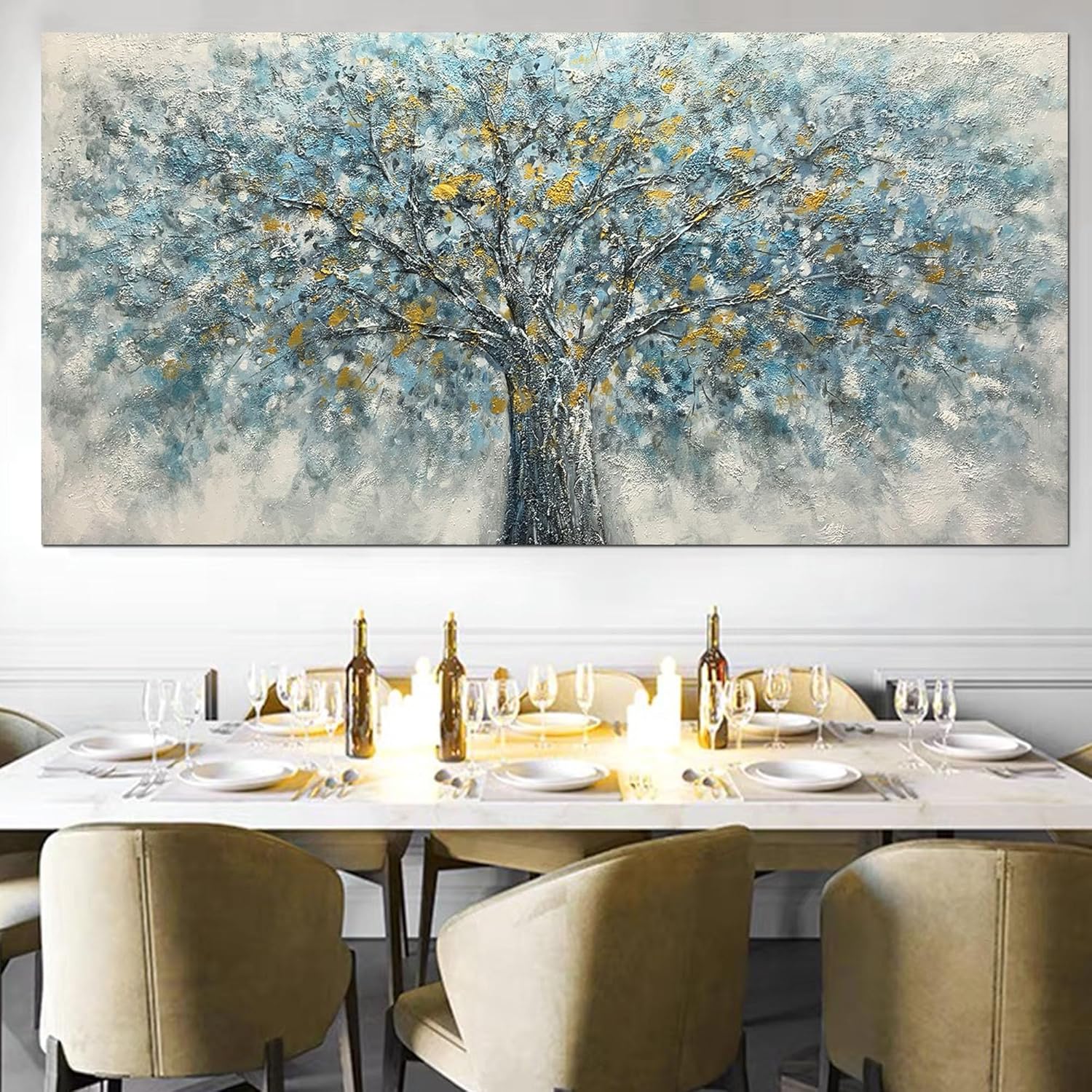 ART8YUQI Art - 30x60 inch Contemporary Abstract Art Oil Painting On Canvas Texture painting Handmade Artwork Picture Canvas Wall Art Modern Home Decor living room Ready to Hang