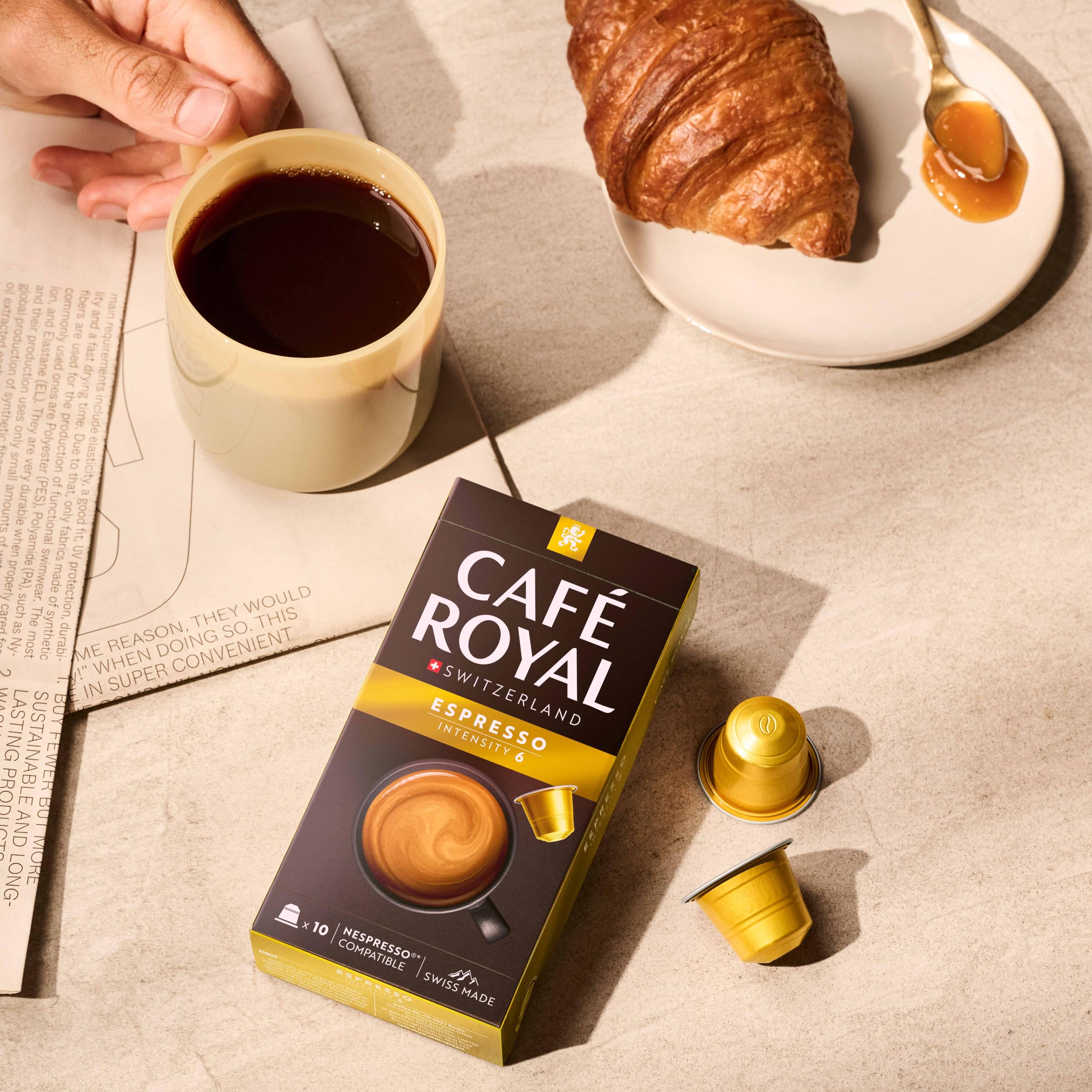 Café Royal, Espresso Promo Pack, 100 cápsulas compatibles con Nespresso (R), 80% aluminio reciclado, certificado Rainforest Alliance, 100% café arábica, intensidad 6