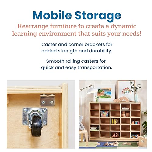 Miniatura 6 de ECR4Kids Gabinete de abedul para bandejas de almacenamiento para el aula recipientes de colores