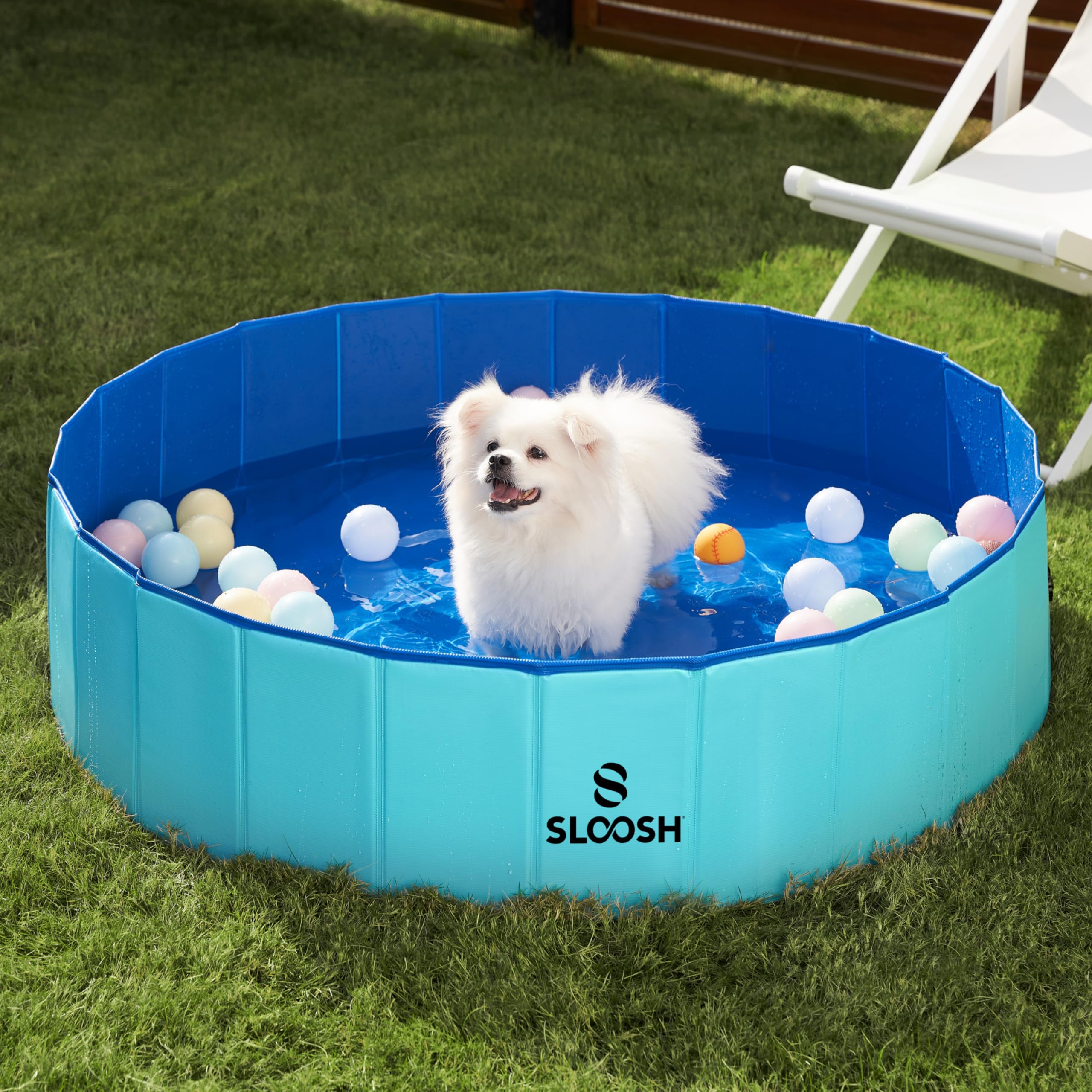 Sloosh Hundepool 120 x 30cm Planschbecken für Kleine Hunde, Verschleißfest, Tragbar, Langlebige Badewanne für Garten Blau