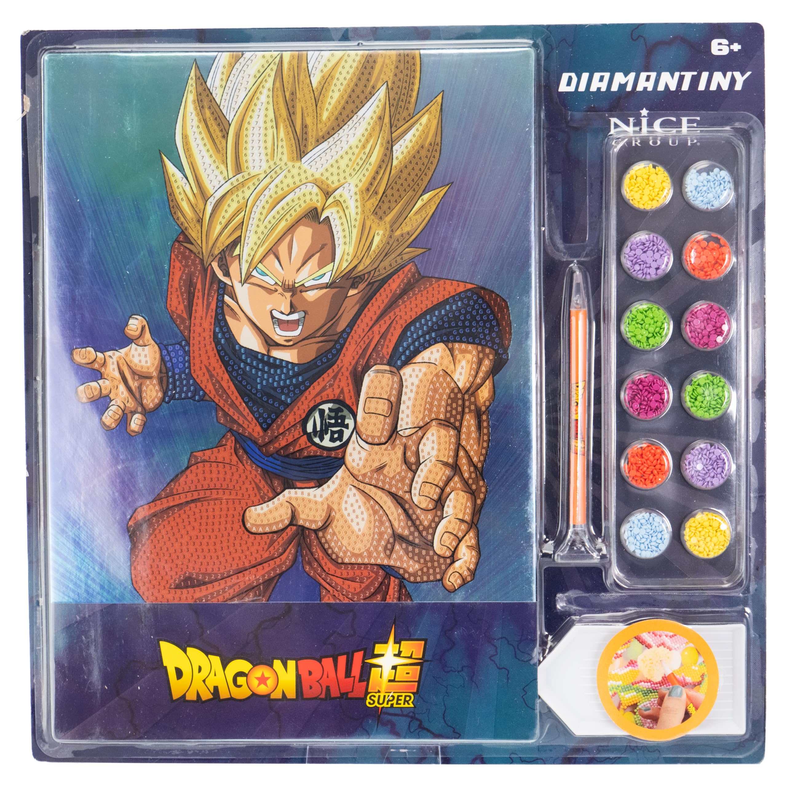 DIAMANTINY - Dragon Ball Battle - Kit crea il Mosaico, Attività Crystal Art, 1 quadro