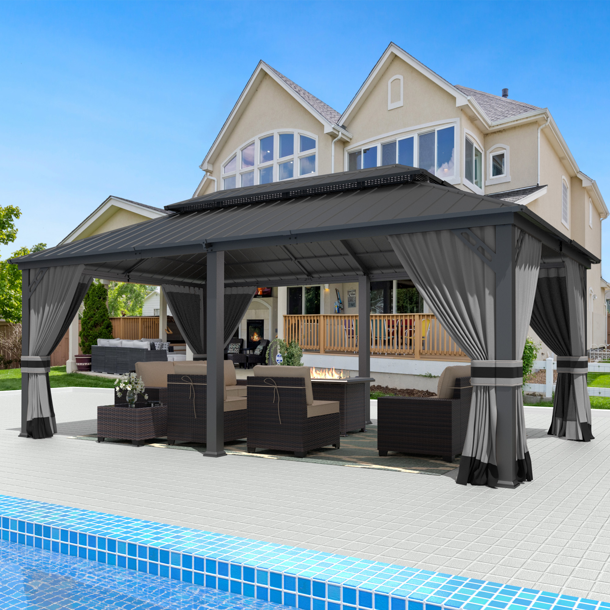 Amazon.com : Gotland 12 x 20 FT Gazebo, Outdoor Gazebo with Double
