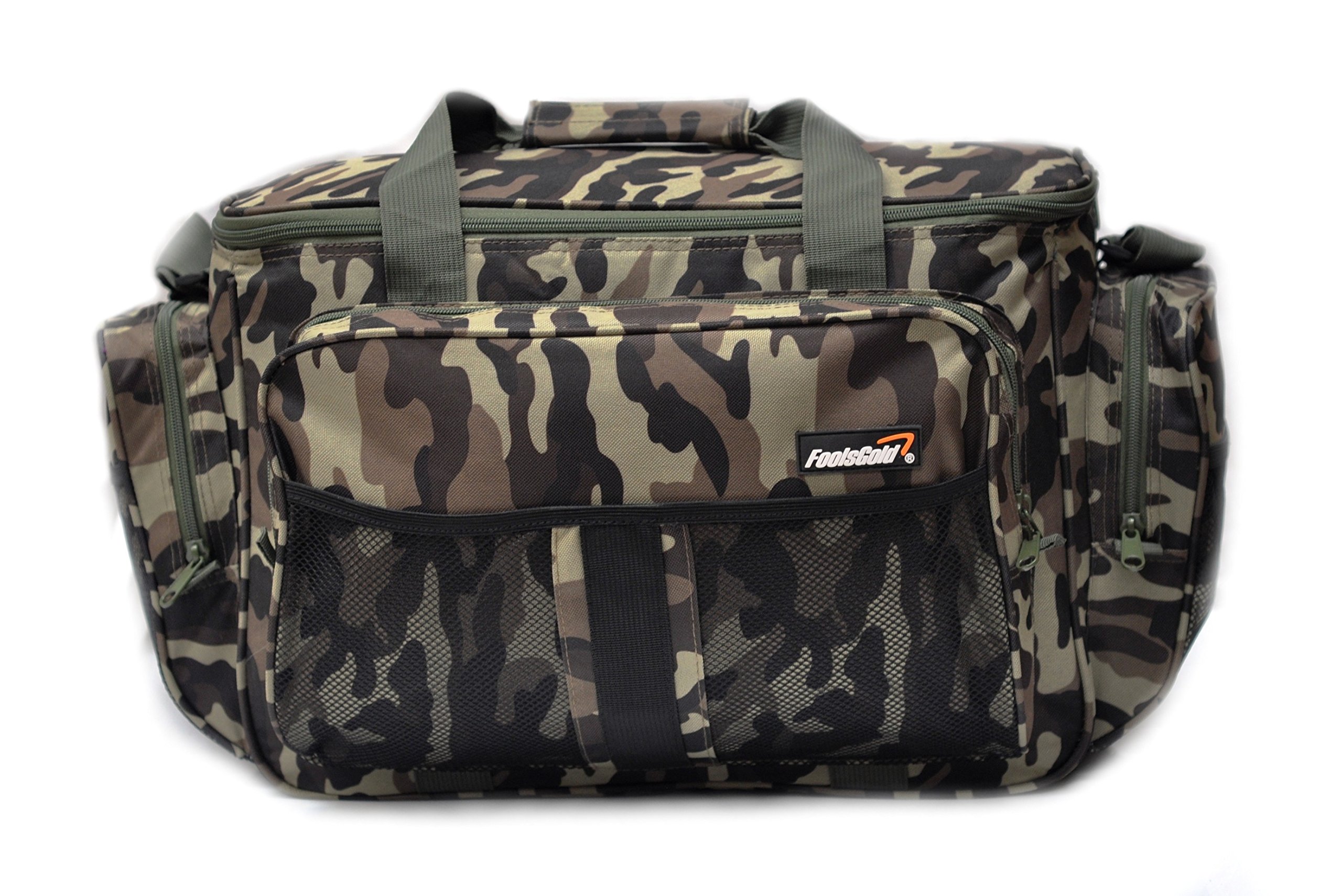 Grand sac fourre-tout de pêche isolé camouflage foolsGold