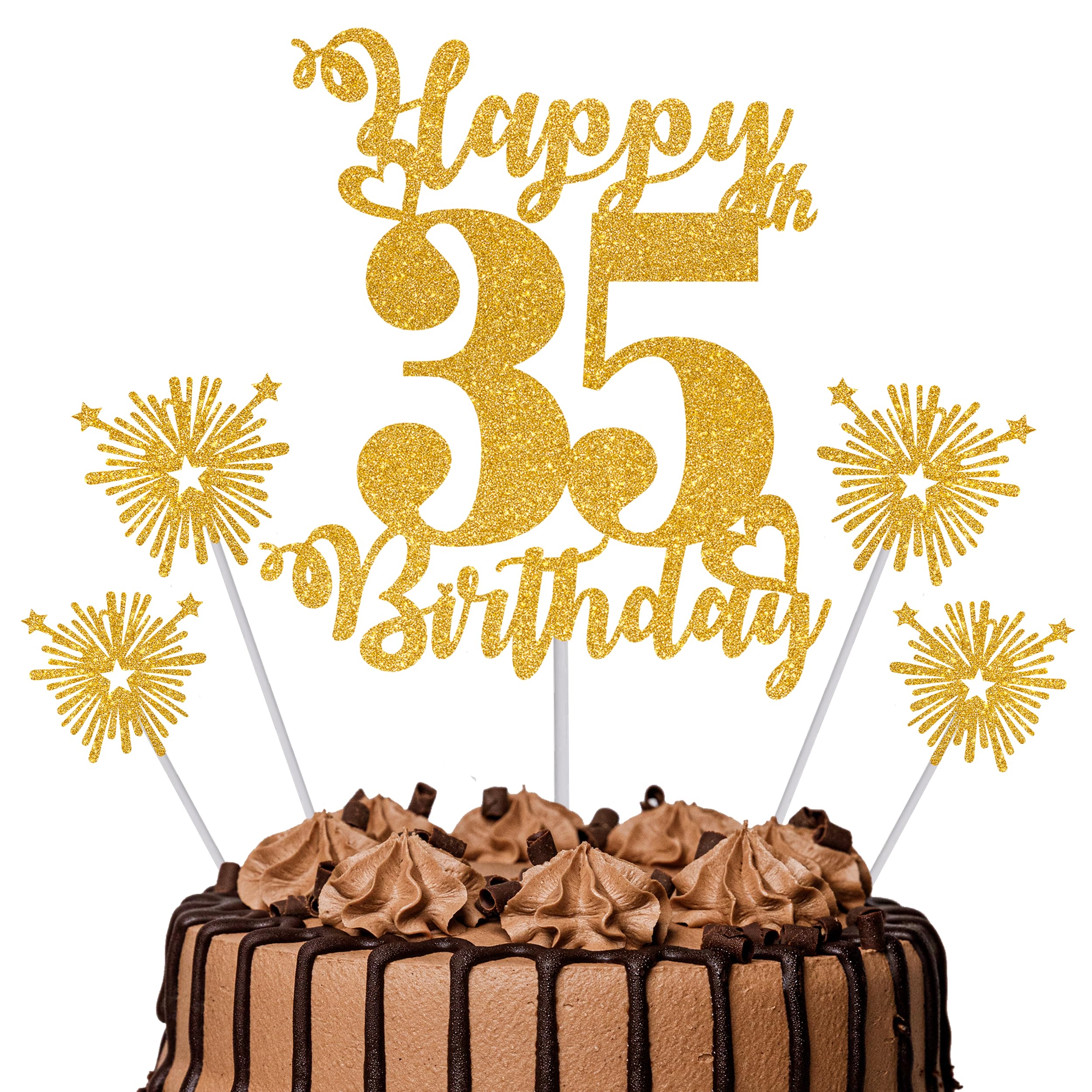 Gold Glitter 96th Birthday Cake Topper Set – 5 Piece Premium Glitter Birthday Decoration & Party Supplies for Men, Women & Kids – 96th Birthday — view 50