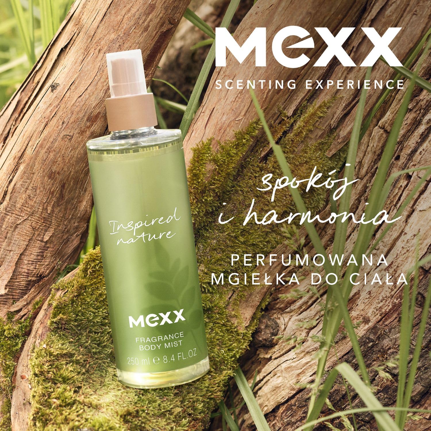 Mexx Inspired Nature Mgiełka do Ciała dla Kobiet o Zapachu Begramotki i Zielonej Sosny, 250 ml