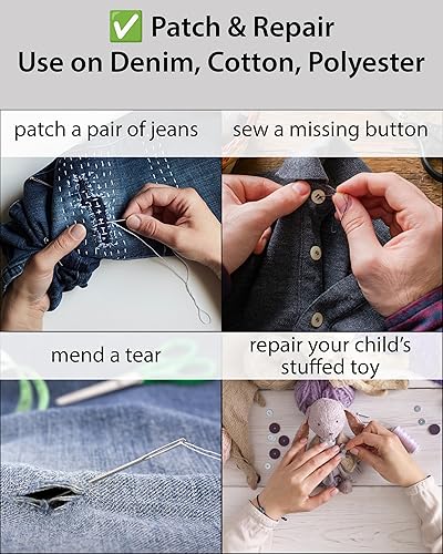 Miniatura 15 de Kit de costura fácil de usar para adultos y niños, kit de aguja e hilo con suministros de costura y accesorios para fijar botones y reparaciones