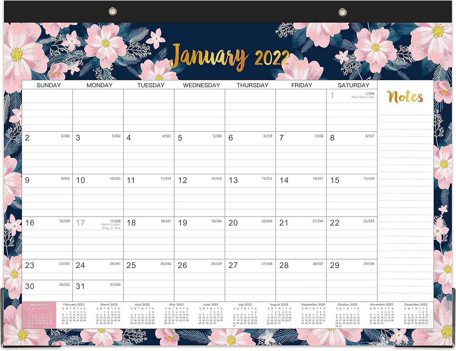 2022 Desk Calendar - 12 Monthly Desk/Wall Calendar, 22'' x 16.8", Monthly Desk Calendar, January 2022 - December 2022, Large Ruled Blocks, Perfect for Planning and Organizing Your Home or Office : Everything Else