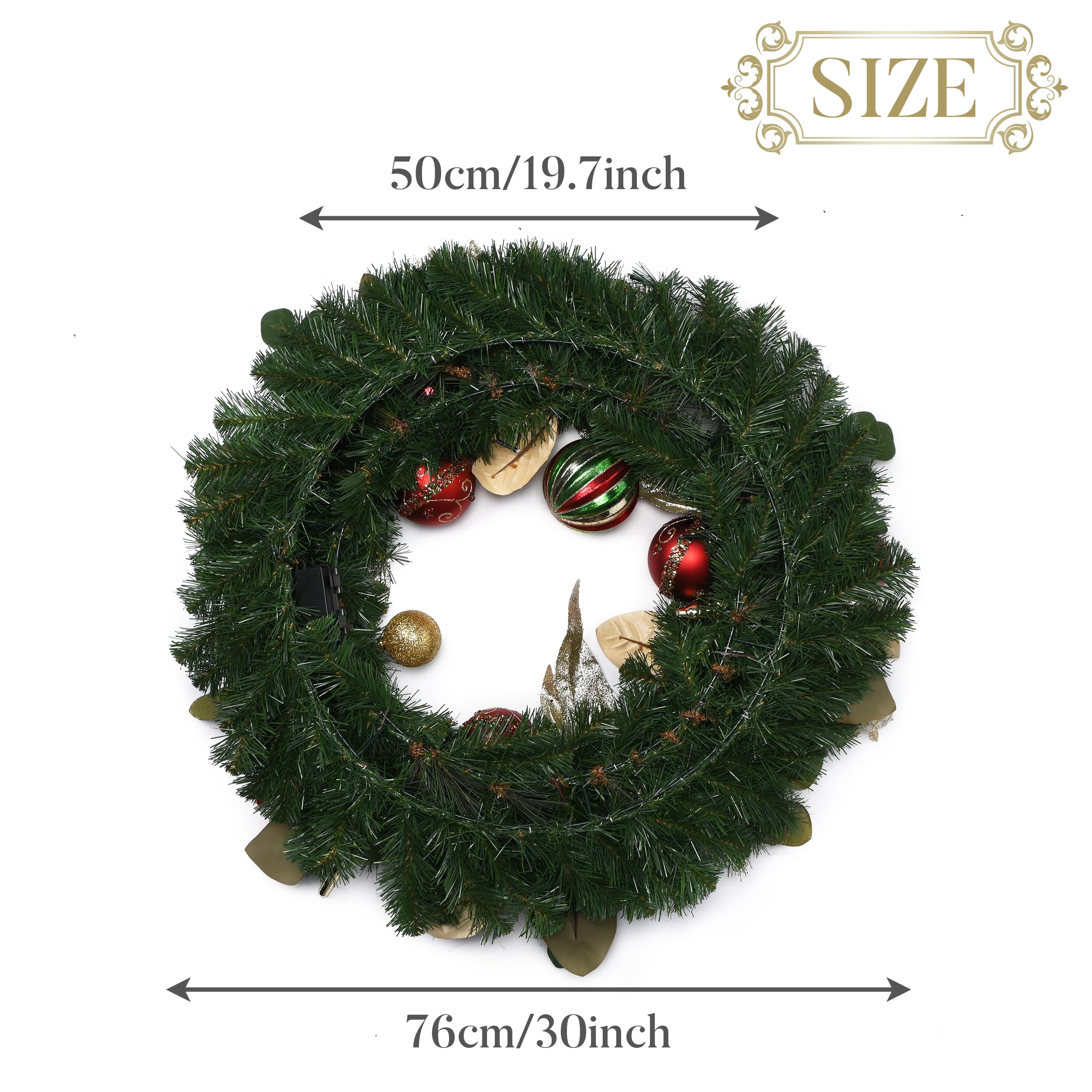 Valery Madelyn Pre-Lit Christmas Wreath for Front Door with Lights, 30 ...