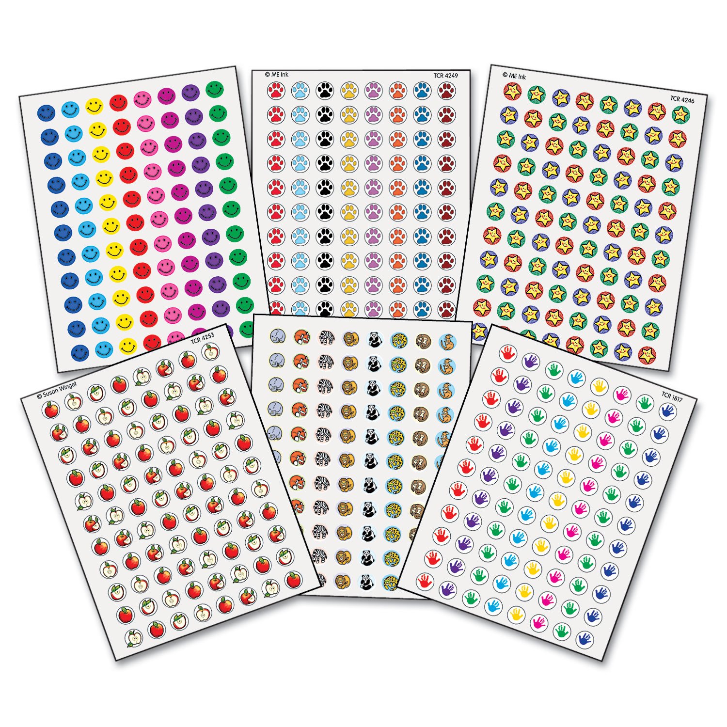 Mini Stickers Variety Pack, Six Assorted Designs/Colors, 3,168/Pack
