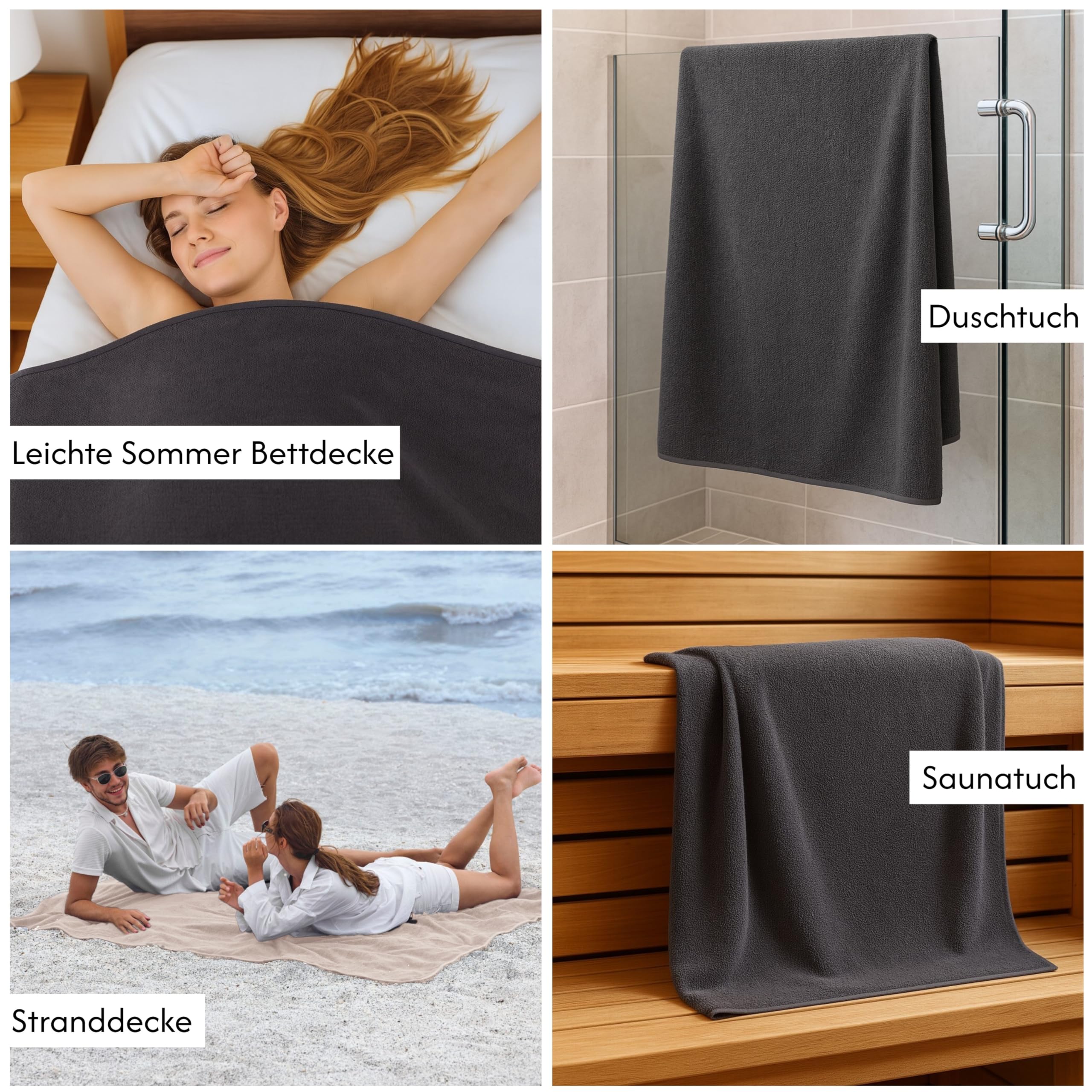 Frottee Strandtuch XXL 150x200cm - Badehandtuch groß 100% Baumwolle Strandhandtuch Badetuch Strand Handtuch Strandlaken Beach Towel Picknickdecke Stranddecke