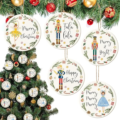 Weysat Juego de decoración de cascanueces de Navidad, adornos de cascanueces para árbol, mini princesa, ballet, ratón, rey soldado, figuras para