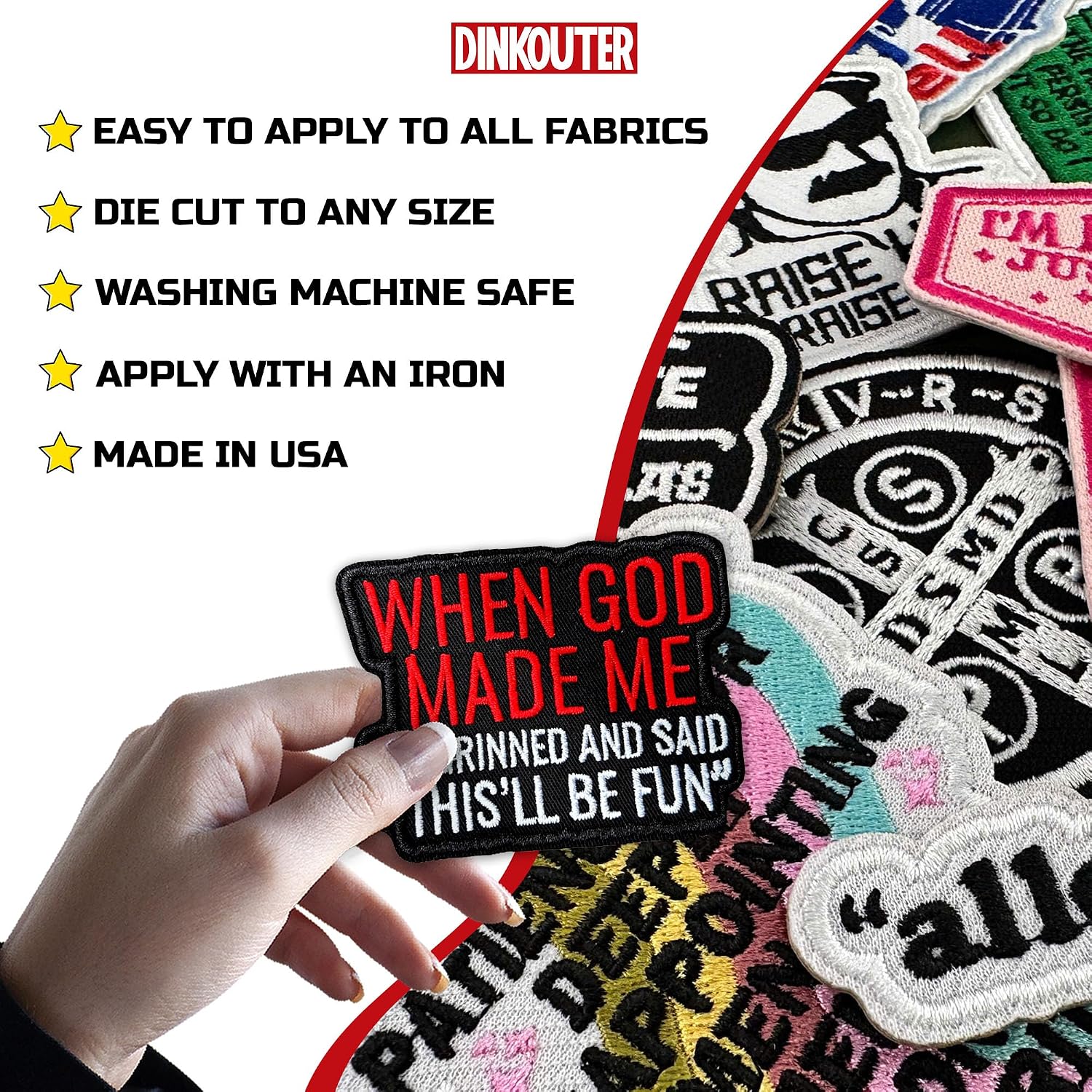 When God Made Me He Grinned and Said This Will Be Fun Patch Funny Faith Christian Inspirational Embroidered Patches Iron On Embroidery Patch for Caps, Backpacks, Jackets DIY Patches Gifts 3 Inches image 5