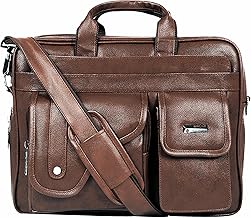 Zipline Laptop bags for men office use | Synthetic Leather Laptop Bag for Man Women, 15.6" Compatible Laptop, Macbook, Macbook Pro Messenger Bags for Men & Women (1-Brown Bag)