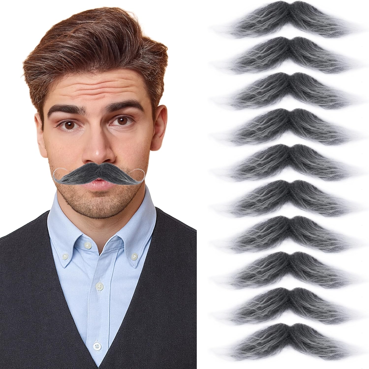 Yan Dream Classic Fake Mustache Self Adhesive Costume Facial Hair Stick On Fake Moustache for Party