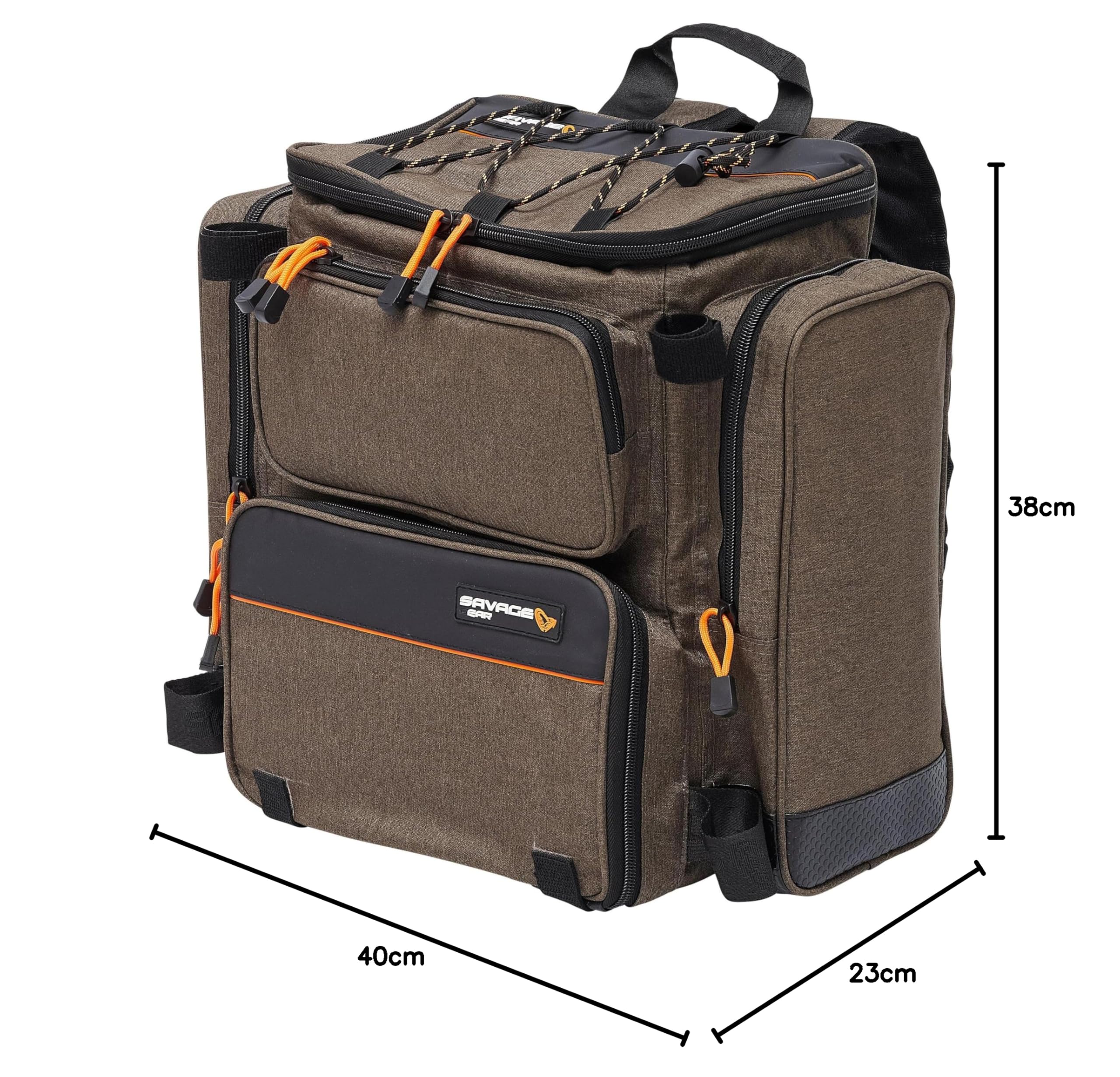Savage Gear Specialist Rucksack - Wasserdichter Angelrucksack mit Mehreren Staufächern, UV-geschützten Köderboxen, ergonomischen Gurten, ideal für Mobile Bank-, Boots- und Reiseangler 23L