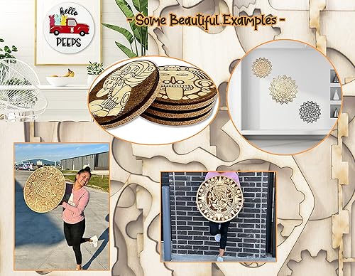 Miniatura 6 de Urbalabs - Círculos de madera contrachapada de abedul de 12 pulgadas y 14 pulgadas de grosor, círculos de madera sin acabar, piezas circulares de