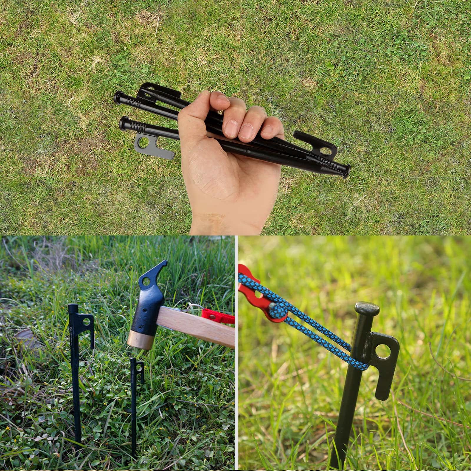 Enjeux De Camping Robustes Piquets De Tente De 12 Pouces, Piquets De Tente En Acier Forgé Incassables Et Inflexibles, Disponibles Dans Les Champs De