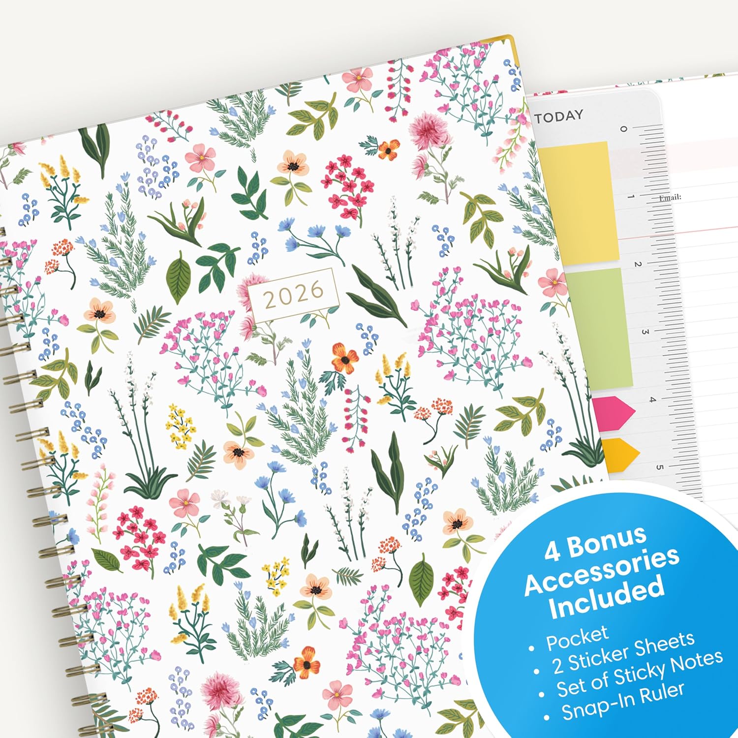 Blue Sky 15 Month 2026 Weekly and Monthly Planner Calendar, October 2025 - December 2026, 8.5" x 11", Hard Cover, Durable Twin Wire Binding, Laminated Tabs, Storage Pocket, Includes Ruler, Sticky Notes & Stickers, Londonberry