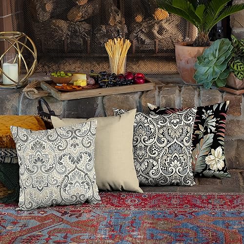 Miniatura 5 de Arden Selections Almohada de lanzamiento para exteriores, 16 x 16 pulgadas, a prueba de lluvia, resistente a la decoloración, 16 x 16, damasco