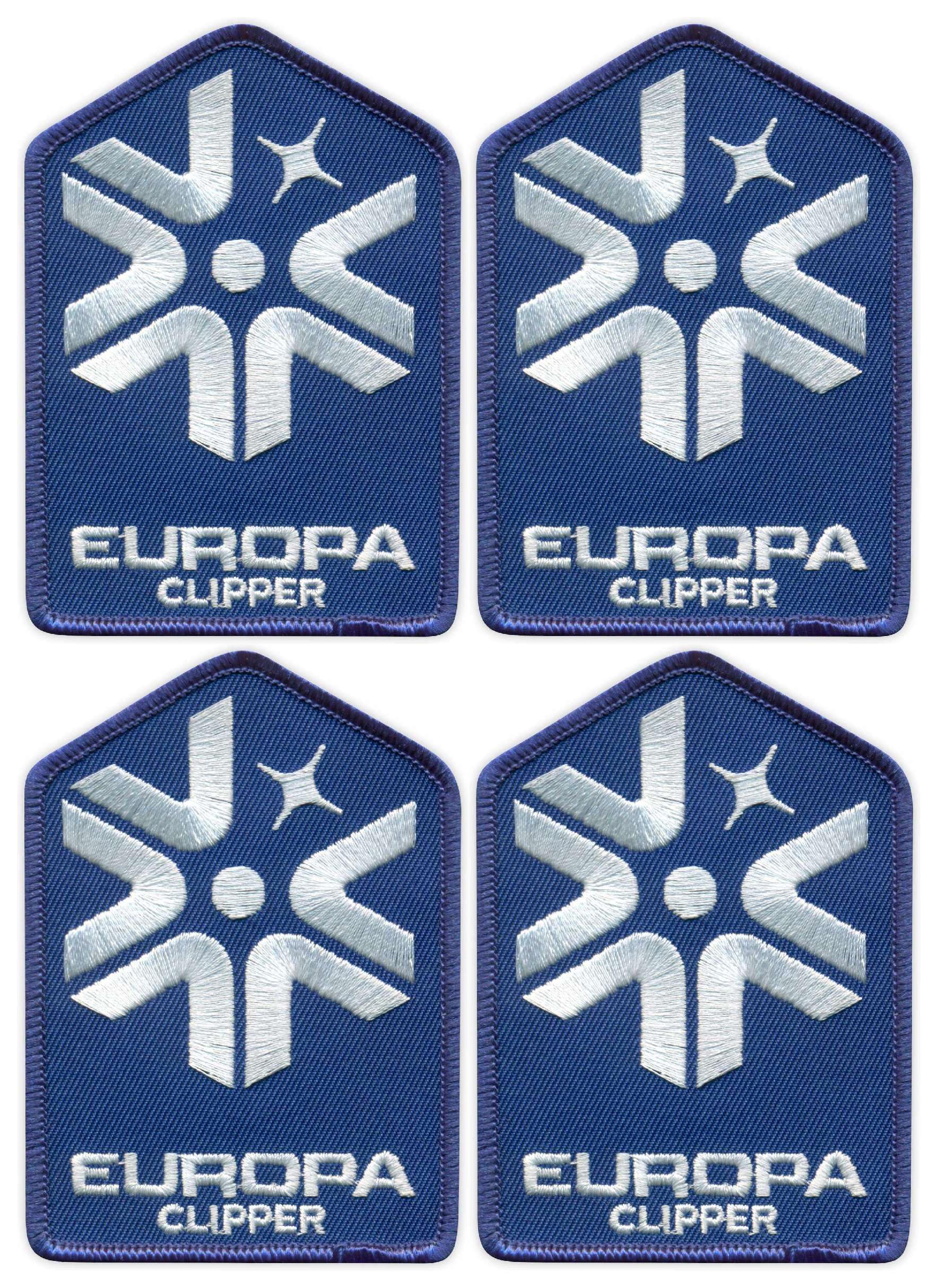Set di 4 toppe ricamate con logo Patchion Europa Clipper, termoadesivo e termoadesivo