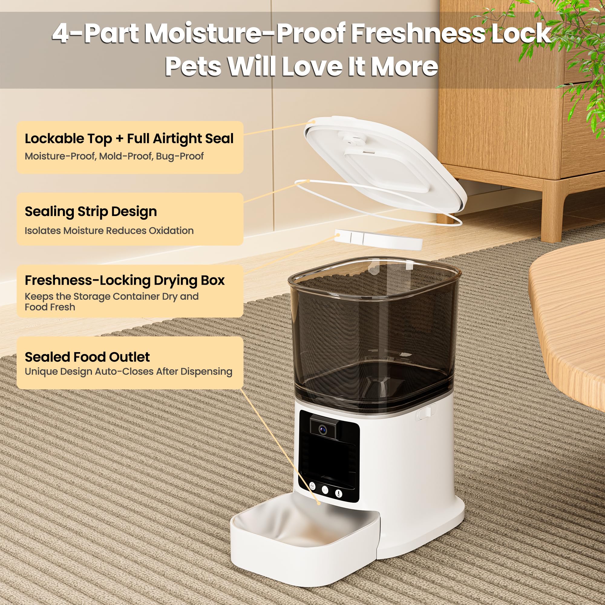 Automatic Cat Feeder with Camera, 2-Way Video& Audio, HD Video with Night Vision, 5G WiFi Pet Feeder, 5L Large Food Storage Container for Multiple Pet, Detachable for Easy Clean - image 8