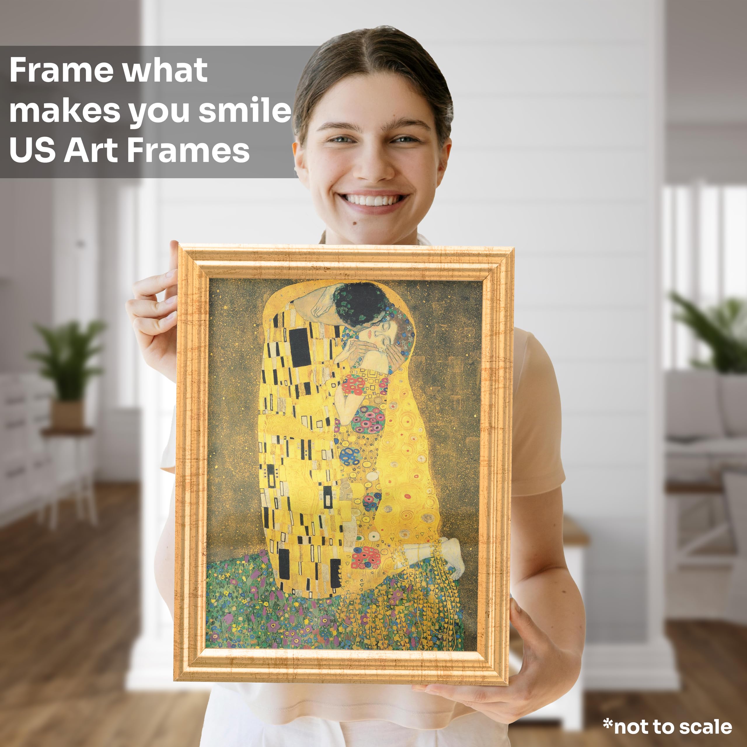 US Art Antique Gold 24x36 Picture Frame .75" Inch Wide - Gold Wall Decor Handmade Solid Wood Frames with Preinstalled Hangers and UV Blocking Plexiglass 36x24 Frame — view 4