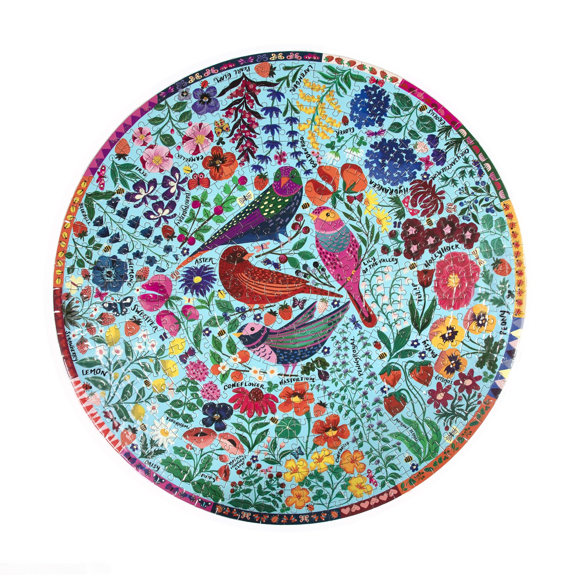 eeBoo Piece & Love: Four Birds - 500 Piece Puzzle - Adult Round Jigsaw, 23" Diameter, Includes Image Reference Insert, Glossy Pieces - Image 2