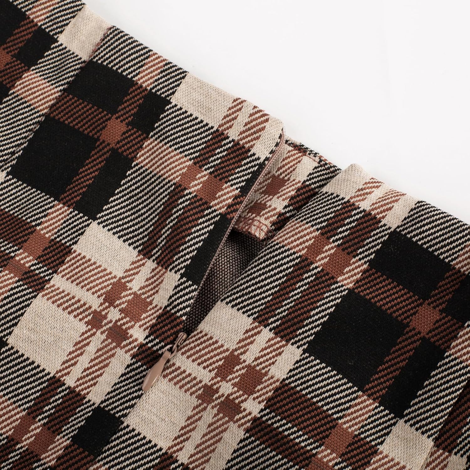 Kate Kasin Womens Knee Length Elastic Waist Stretchy Bodycon Plaid Business Pencil Skirt - Image 2