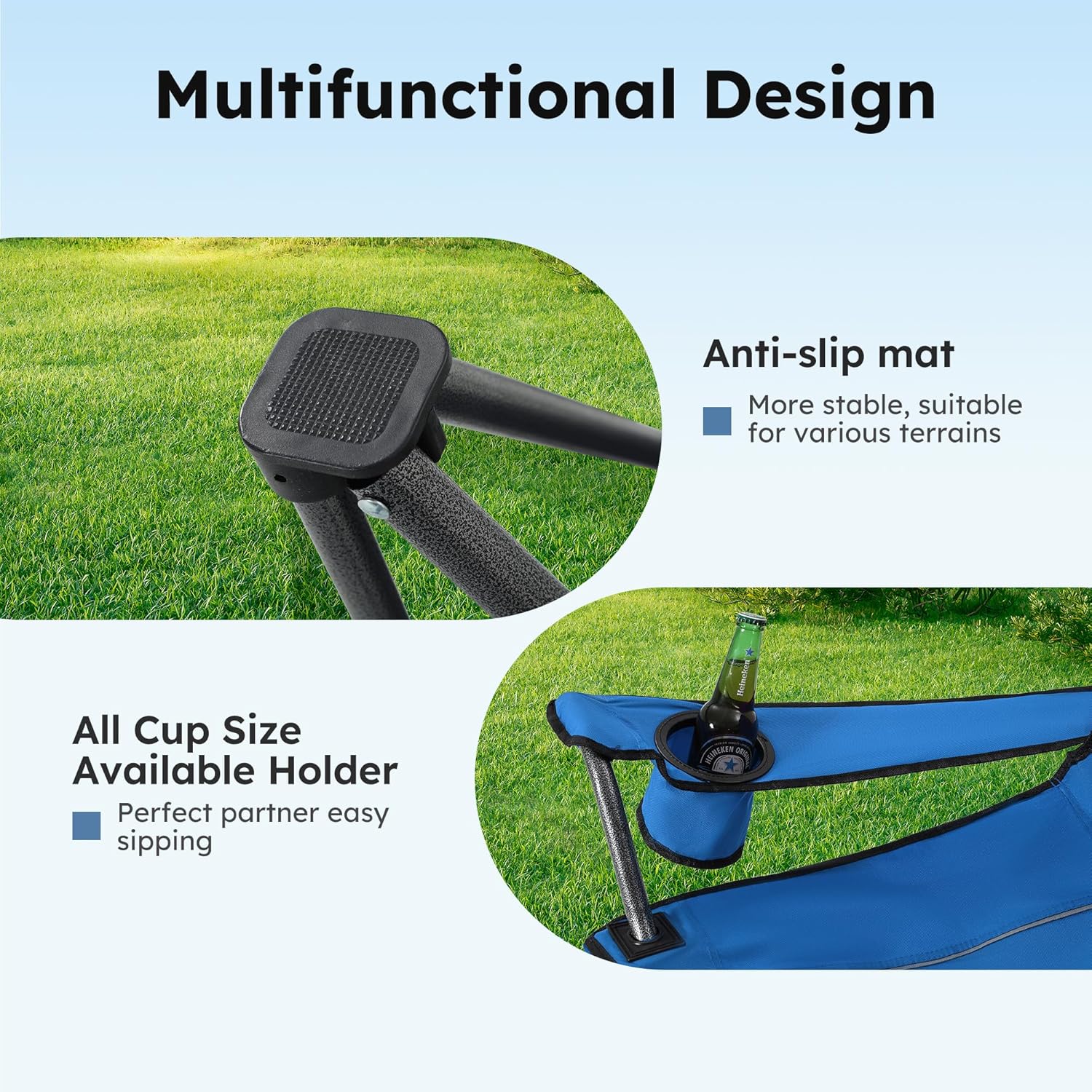 ALPHA CAMP Heavy Duty Canopy Lounge Chair Sunshade Hiking Travel Chair with Cup Holder - Image 8