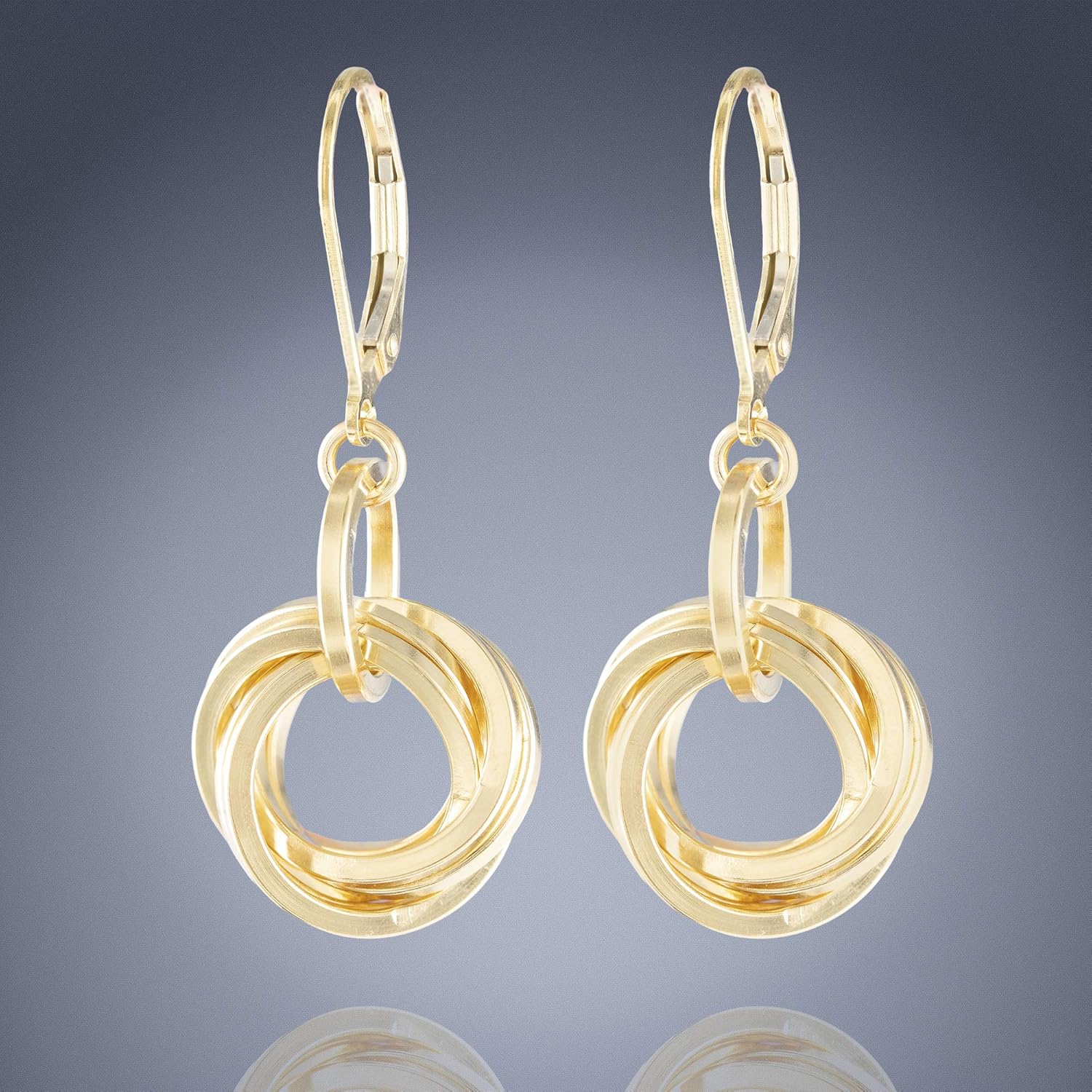 Elegant 14K Yellow Gold-Filled Love Knot Earrings | Stylish Leverback Circle Dangle Earrings for Women | Everyday Minimalist Jewelry Gift Idea for Her - Image 6