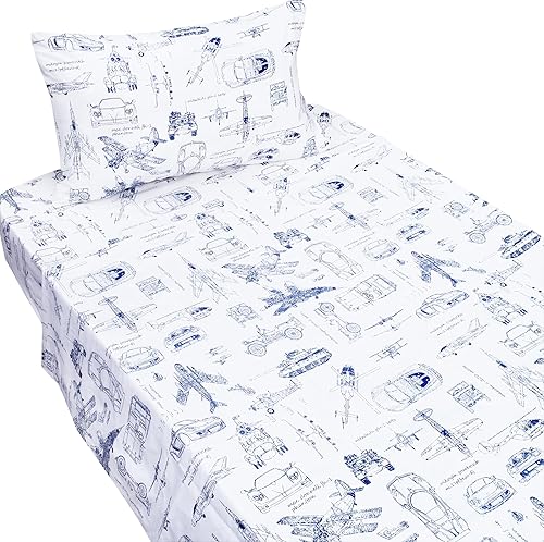 Miniatura 2 de Adorable juego de sábanas con dibujos, tamaño individual, para niños, 100% algodón, sábana encimera, bajera y funda de almohada, de J-pinno,