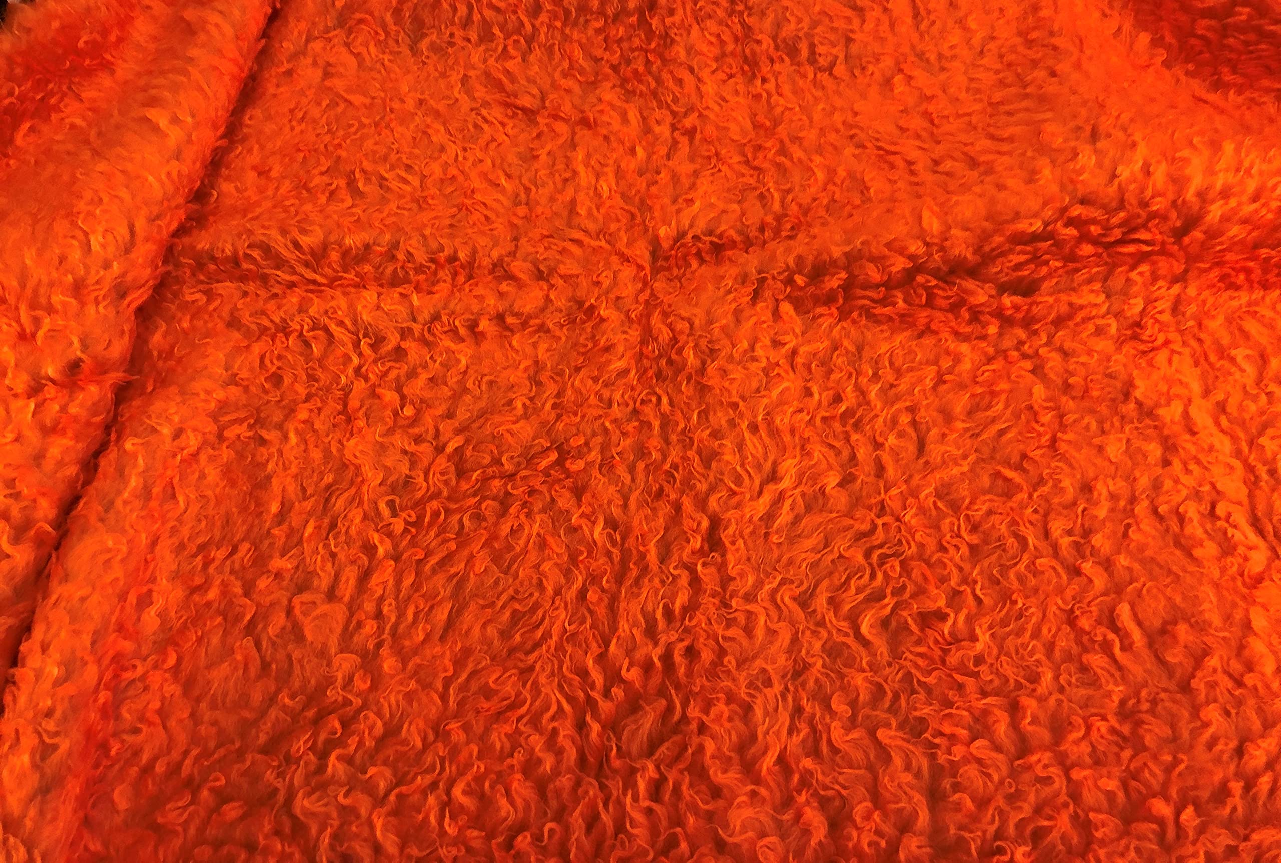 Crs Fur Fabrics Orange Curly Teddy Faux Fur Fabric Material Bright 1Mtr - 150Cm X 100Cm