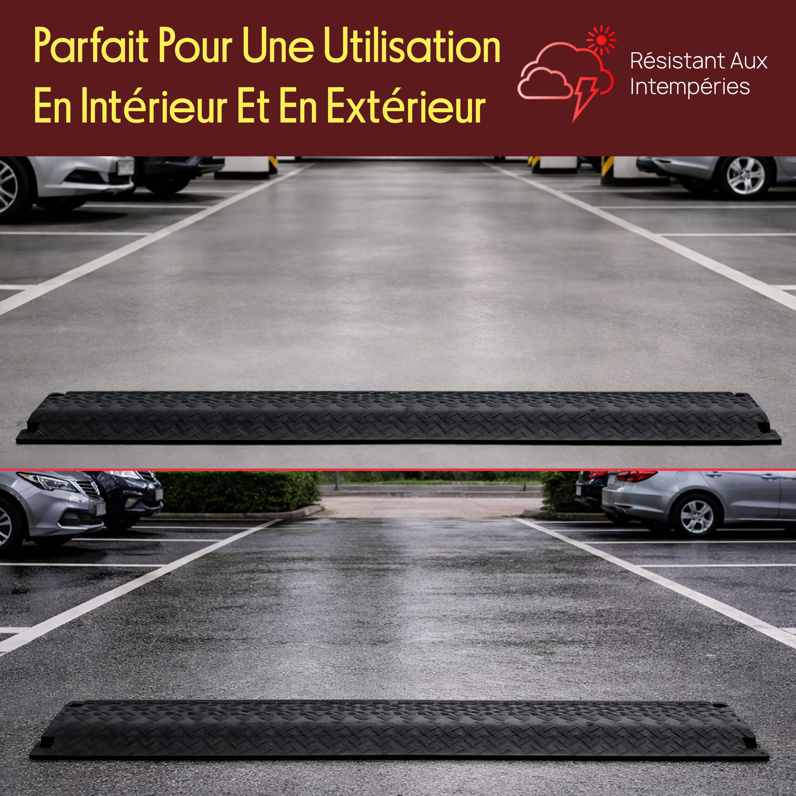 Pyle Rampe de Protection de Câble 1 Canal – Supporte Jusqu’à 5 000 kg, Protège-Câbles et Tuyaux, Usage Intérieur et Extérieur, 100 × 13 × 2 cm