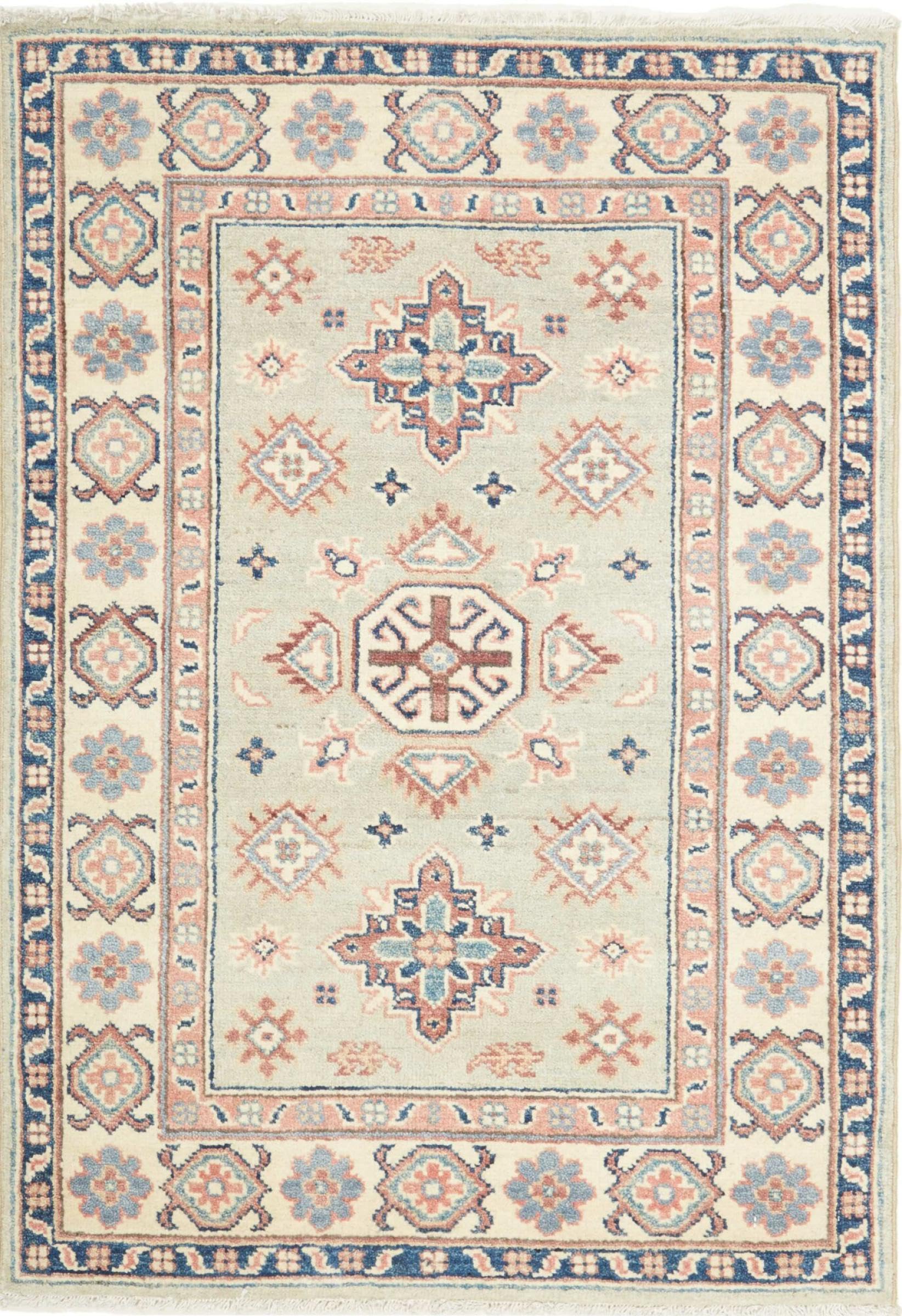Tapis d'Orient Kazak noué à la main en laine authentique du Pakistan 83x122 cm