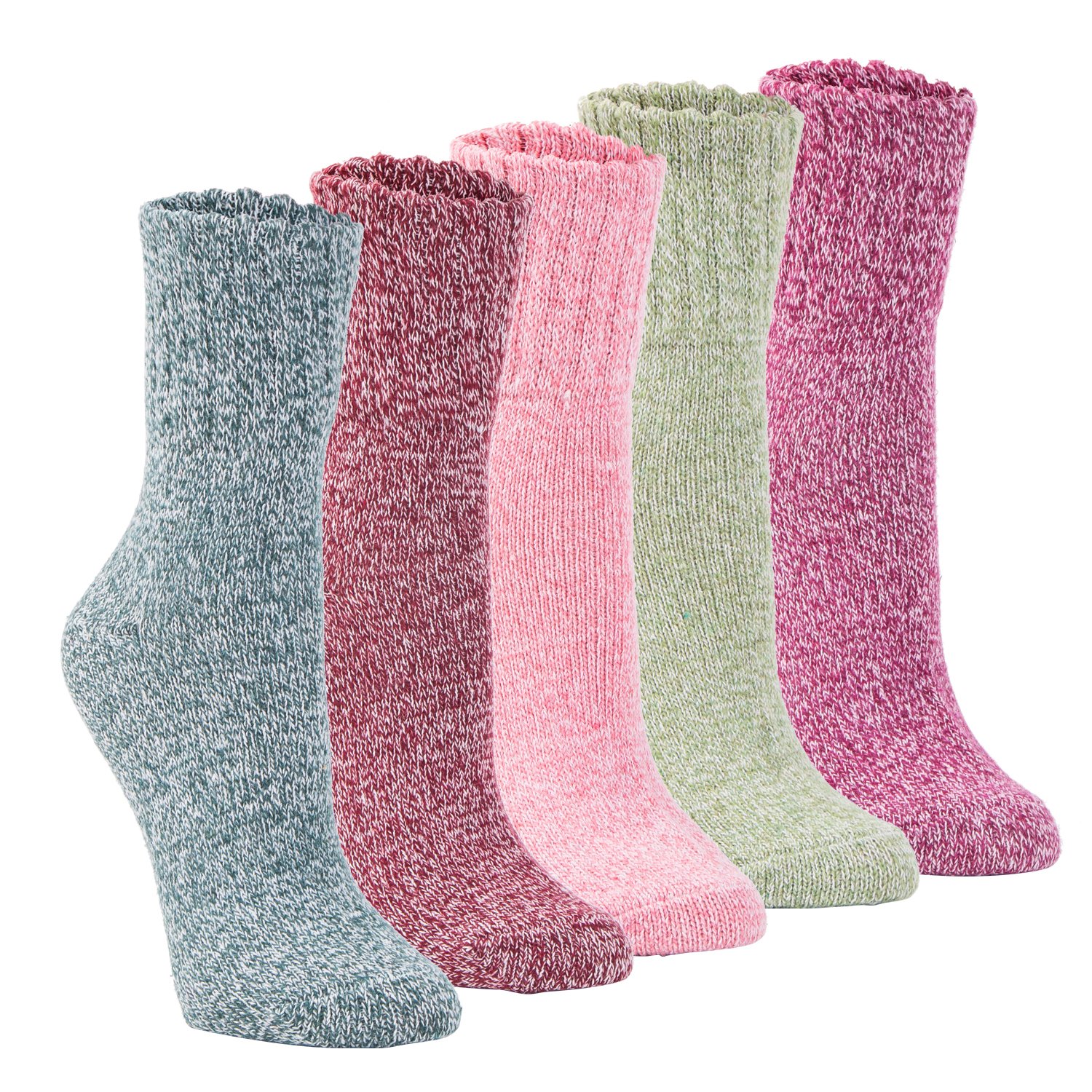 Yannik Women's 5 Pair Pack Vintage Style Cotton Knitting Wool Winter Crew Socks