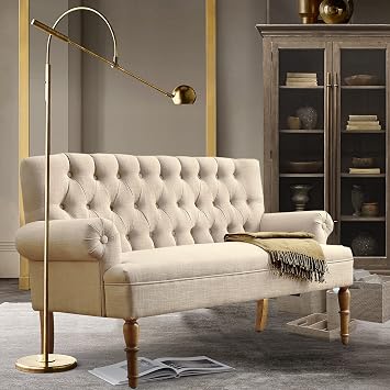 Rosevera Celino Loveseat Sofa for Living Room - Couch in a Box, Linen, Warm Beige
