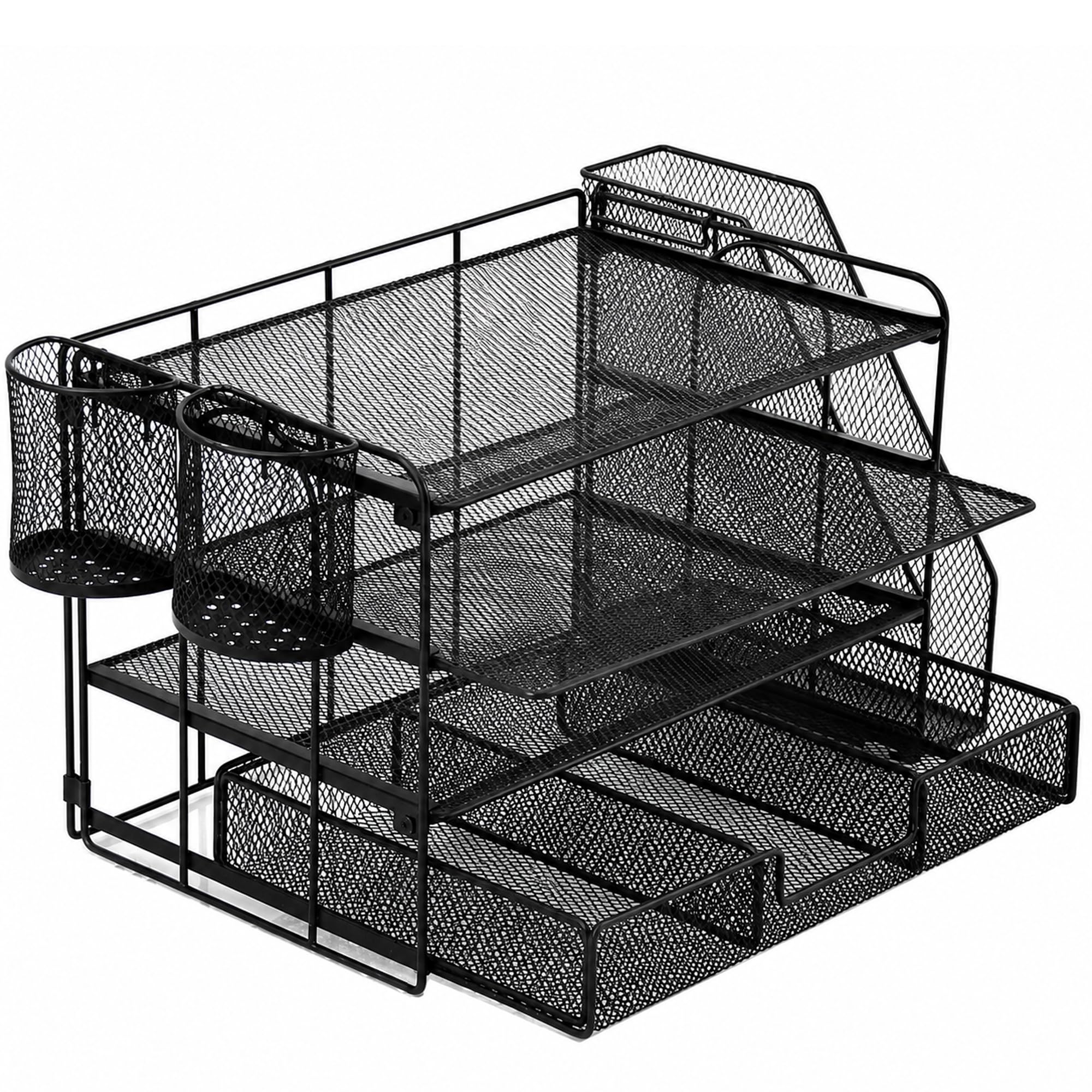 DDUP Desk Tidy, 4-Tier Metal Mesh Desk Storage Caddy