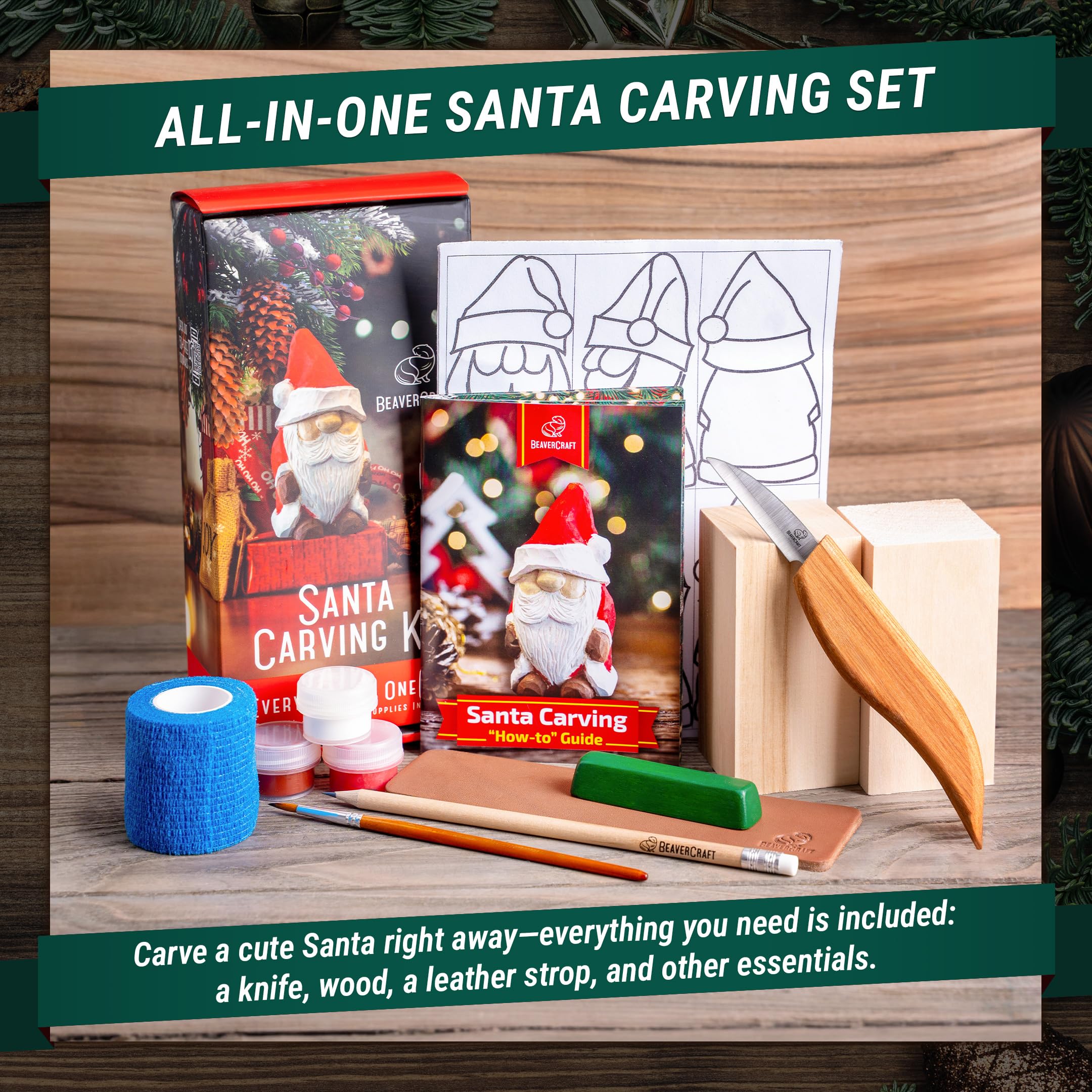 BeaverCraft DIY06 - Kit de tallado de madera para principiantes - Juego de herramientas de talla de madera, manualidades para adultos, kits de carpintería para niños y adolescentes