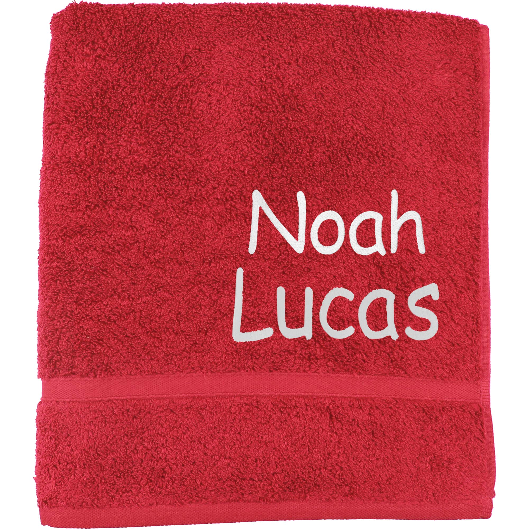 Teddyt's Red (Two Names) Personalised Name Children's School Pe Swimming Towel Large (Red (Two Names))