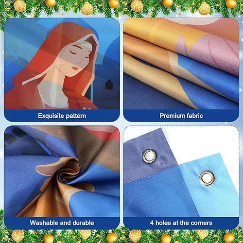 Miniatura 10 de Buryeah Pancarta de Navidad de 6 x 13 pies, decoración de puerta de garaje, cubierta grande para puerta de garaje, telón de fondo de fotos de