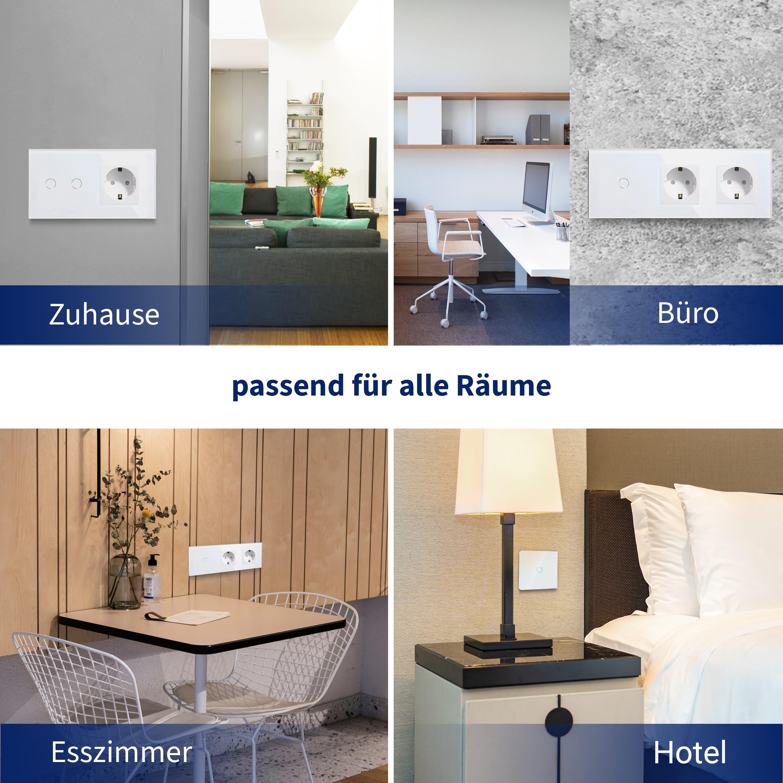 PULSAR Touch Lichtschalter 3 Fach Weiß Unterputz, Lichtschalter Gehärtete Kristallplatte mit Status-LED, Touch Schalter Dreifach 110V - 240V / Nicht Smart Schalter