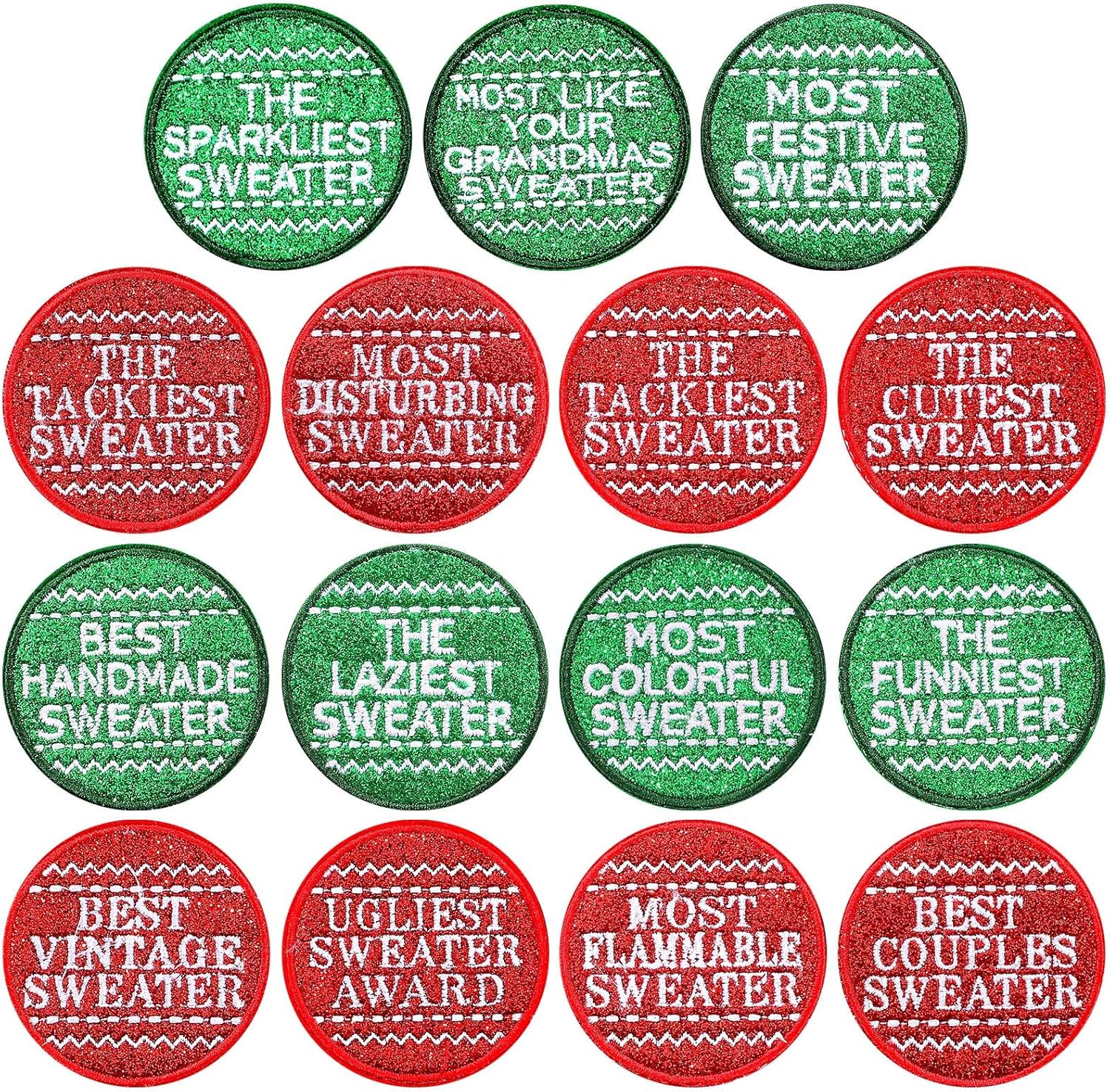 15 Pcs Ugly Sweater Iron on Patches Funny Christmas Party