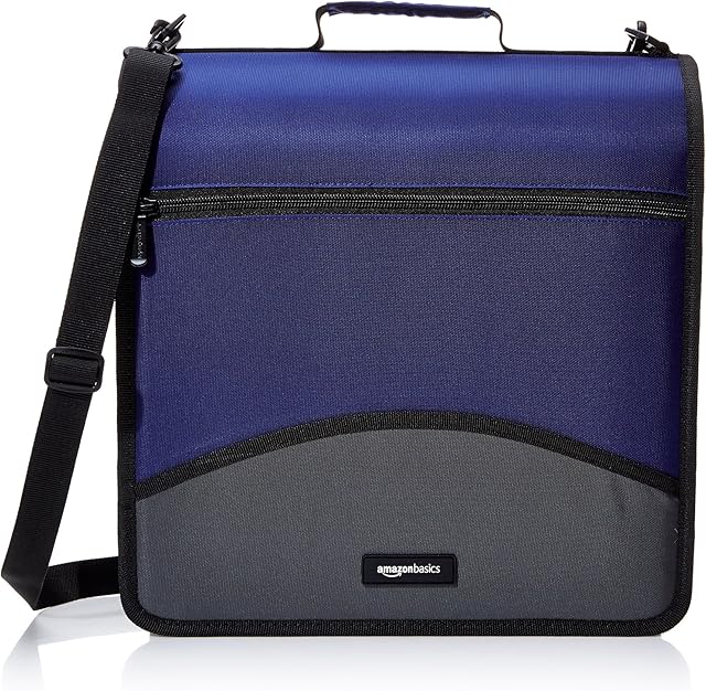 Amazon Basics 3-Ring Binder with Zipper - D-Ring, 10.16 cm, Blue