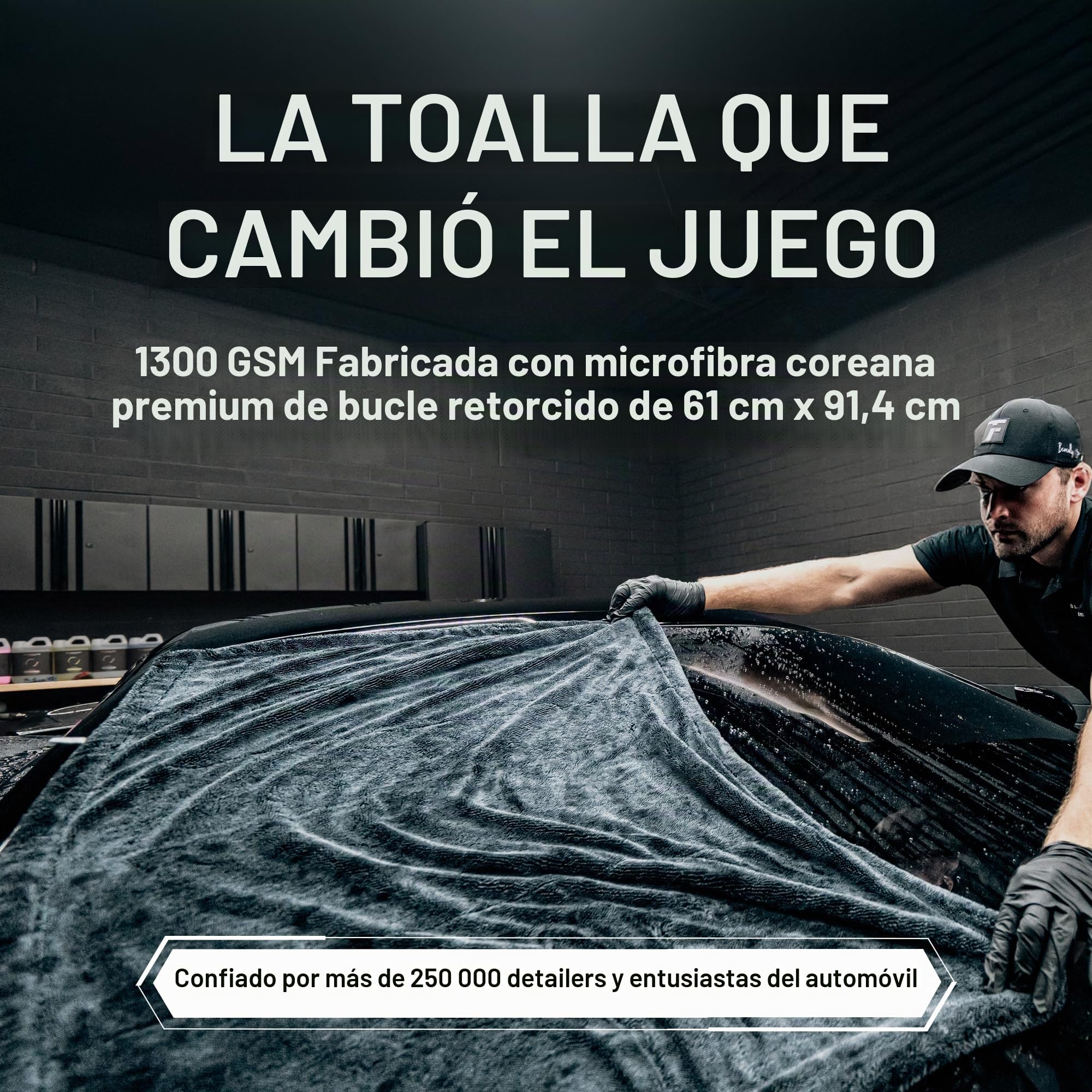 Blackline Car Care XL - Toalla de Microfibra Ultra Absorbente para Secado de Coche, 3 x 2 pies, clasificación #1
